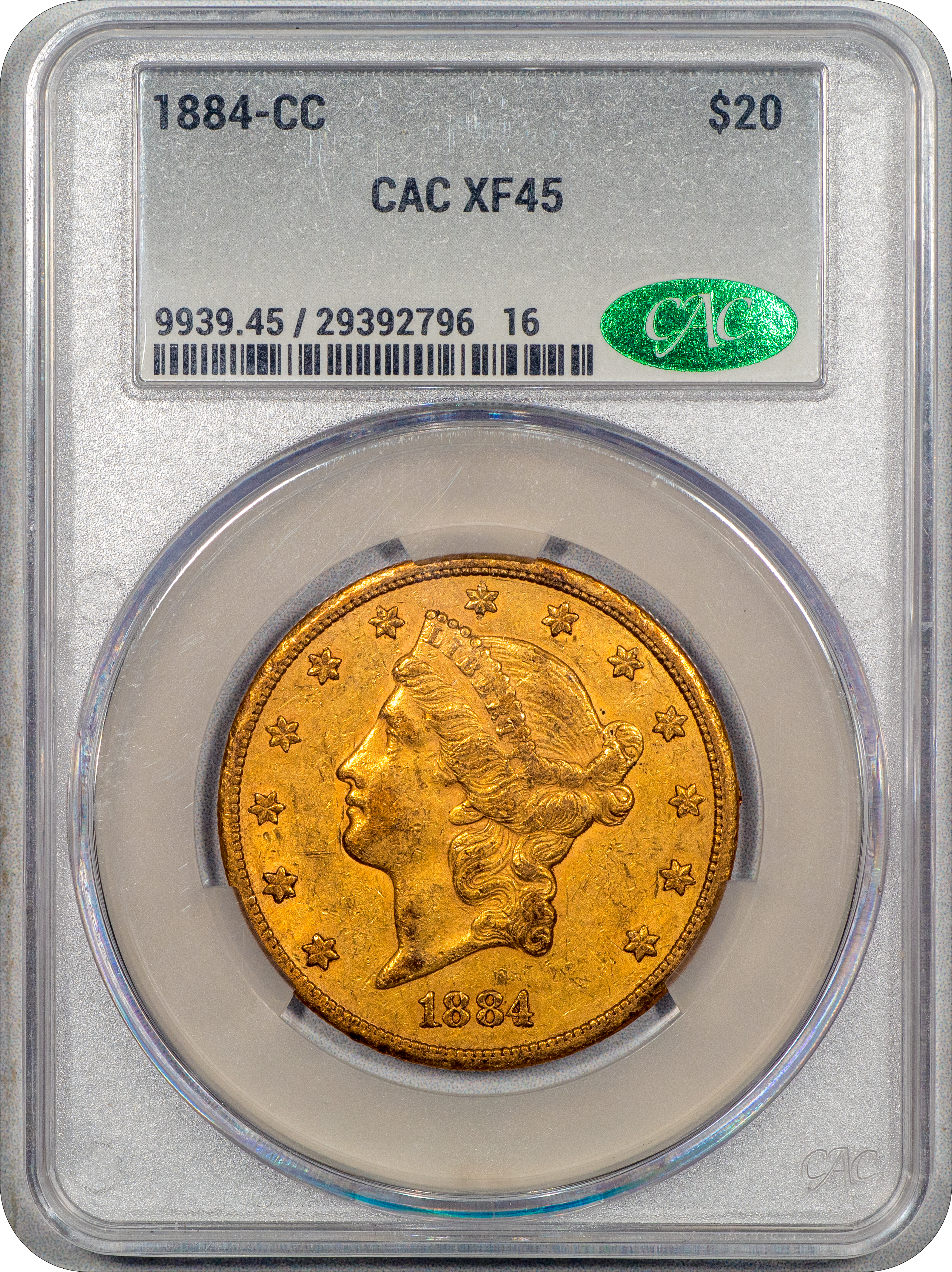 Buy 1884-CC Liberty Double Eagle $20 XF45 CACG – Paradime Coins