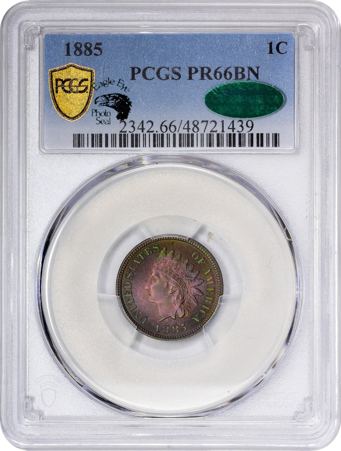 1885 1C PR66 BN PCGS CAC EEPS
