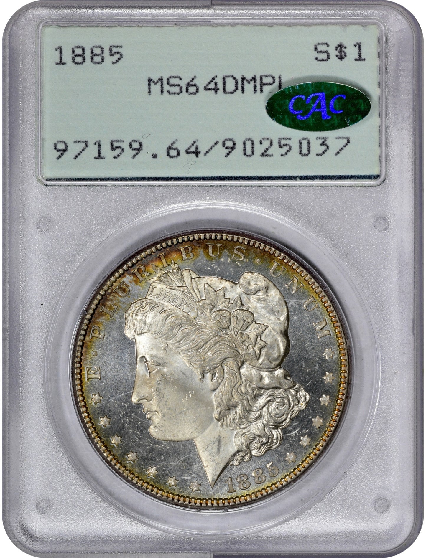 1885 $1 MS64 OGH RATTLER DMPL PCGS CAC