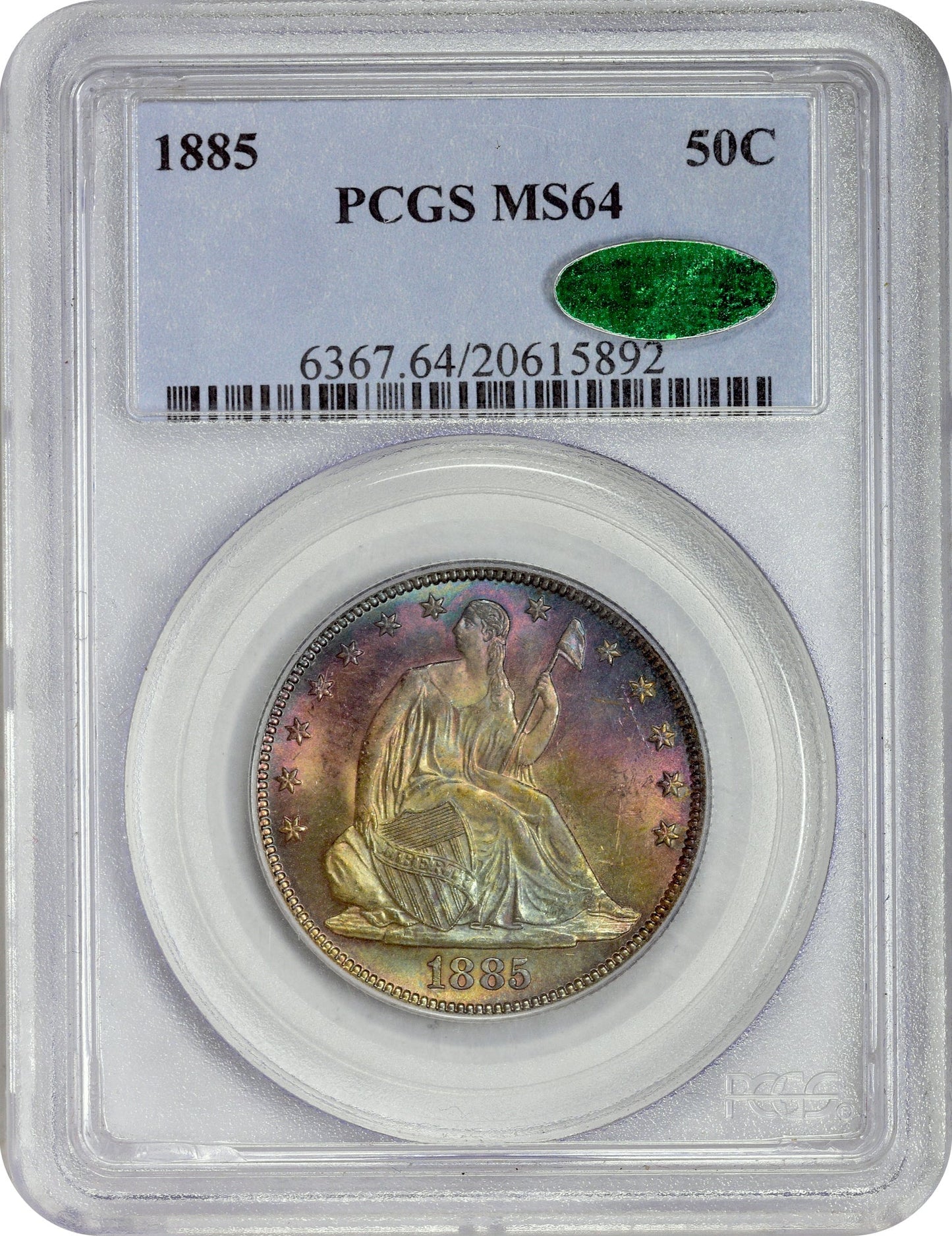 1885 50C MS64 PCGS CAC HOLDER WITH CAC STICKER