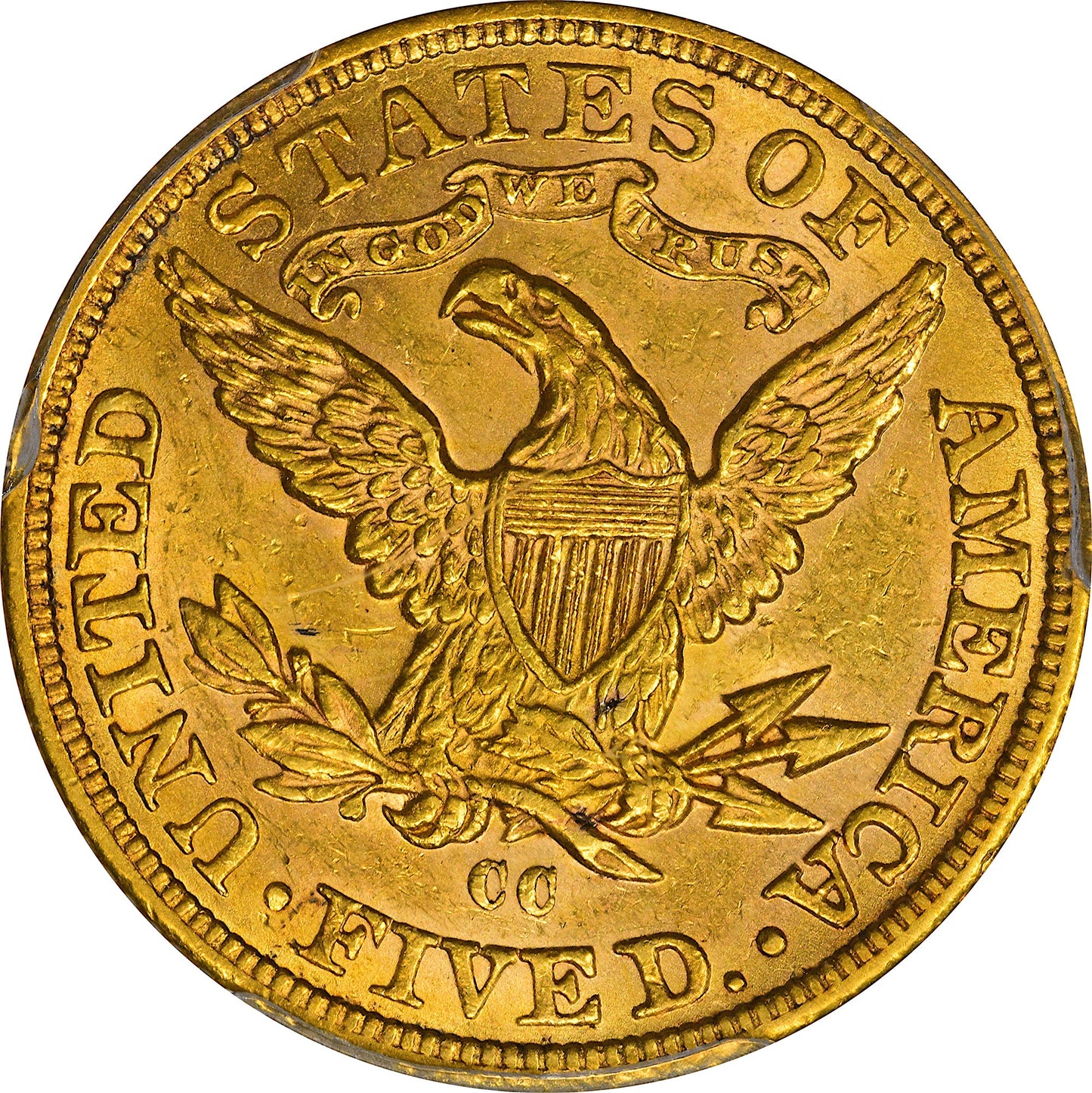 1890-CC $5 AU58 PCGS CAC REV