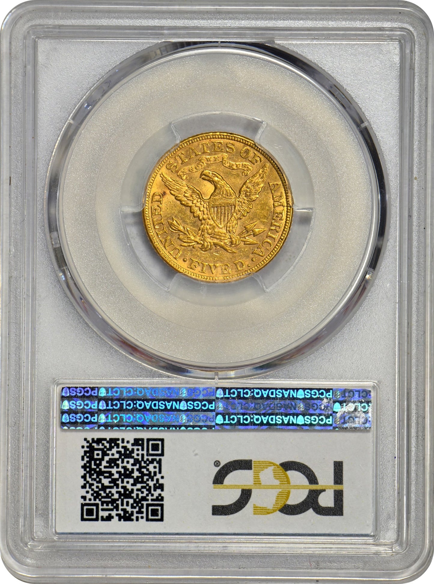 1890 $5 MS62 PCGS CAC REVERSE HOLDER