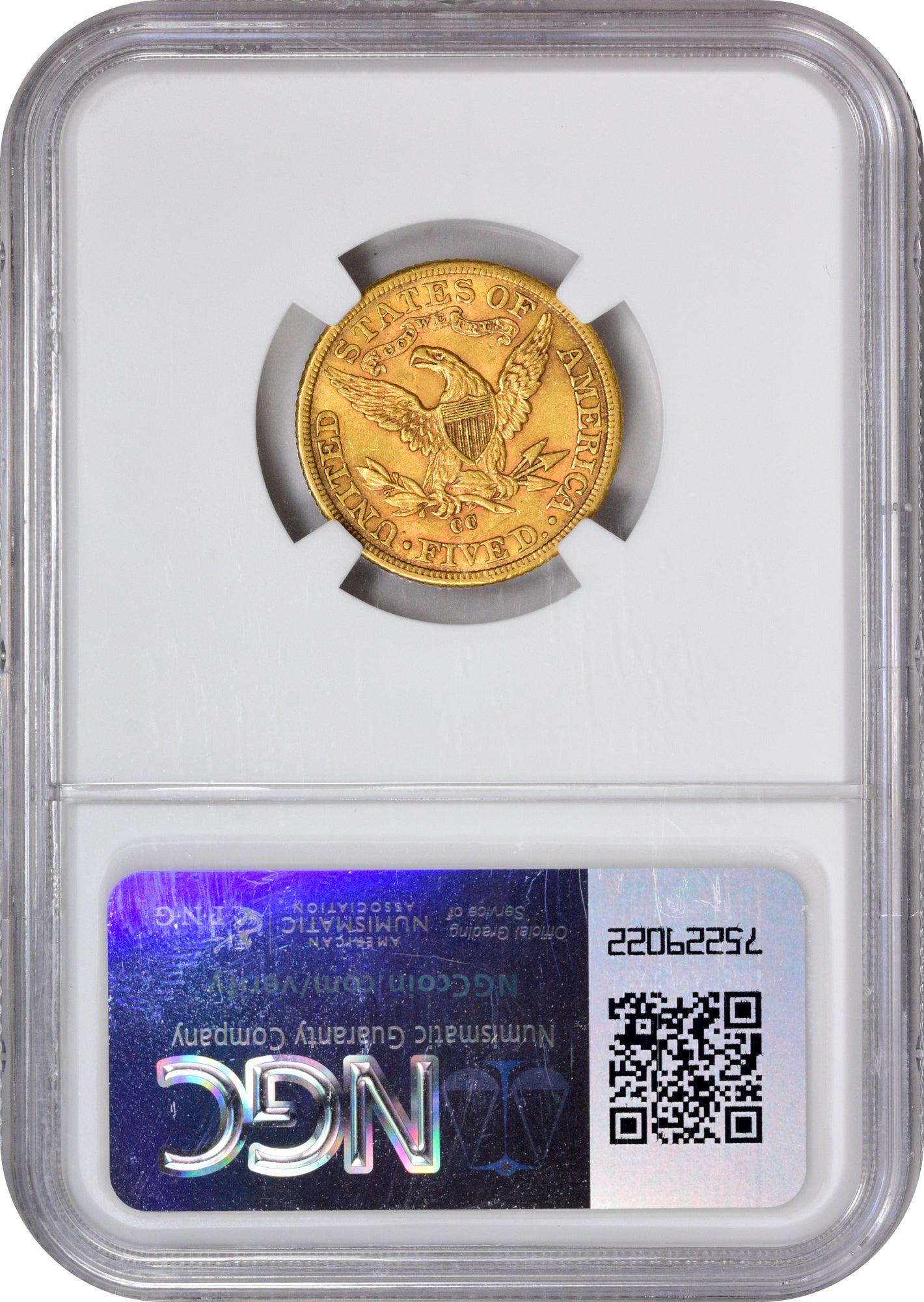 1893-CC $5 MS61 NGC REV HOLDER