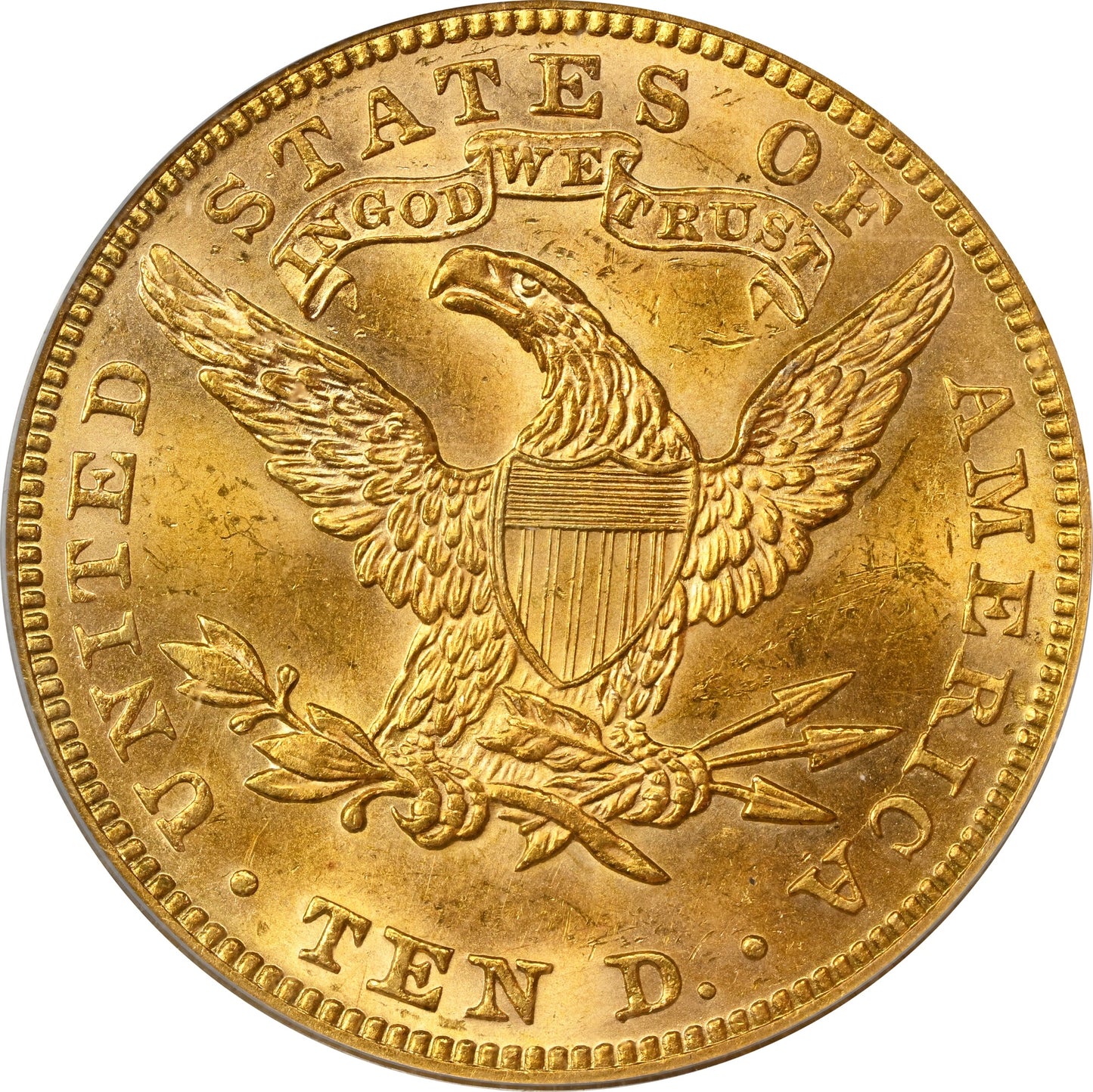 1893 $10 MS63 OGH PCGS CAC REVERSE