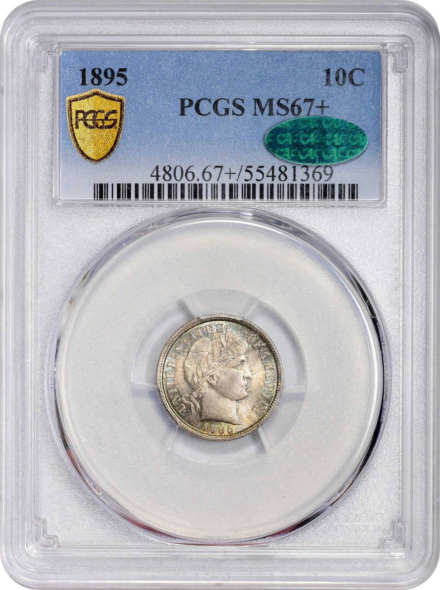1895 10C MS67 + PCGS CAC 10C