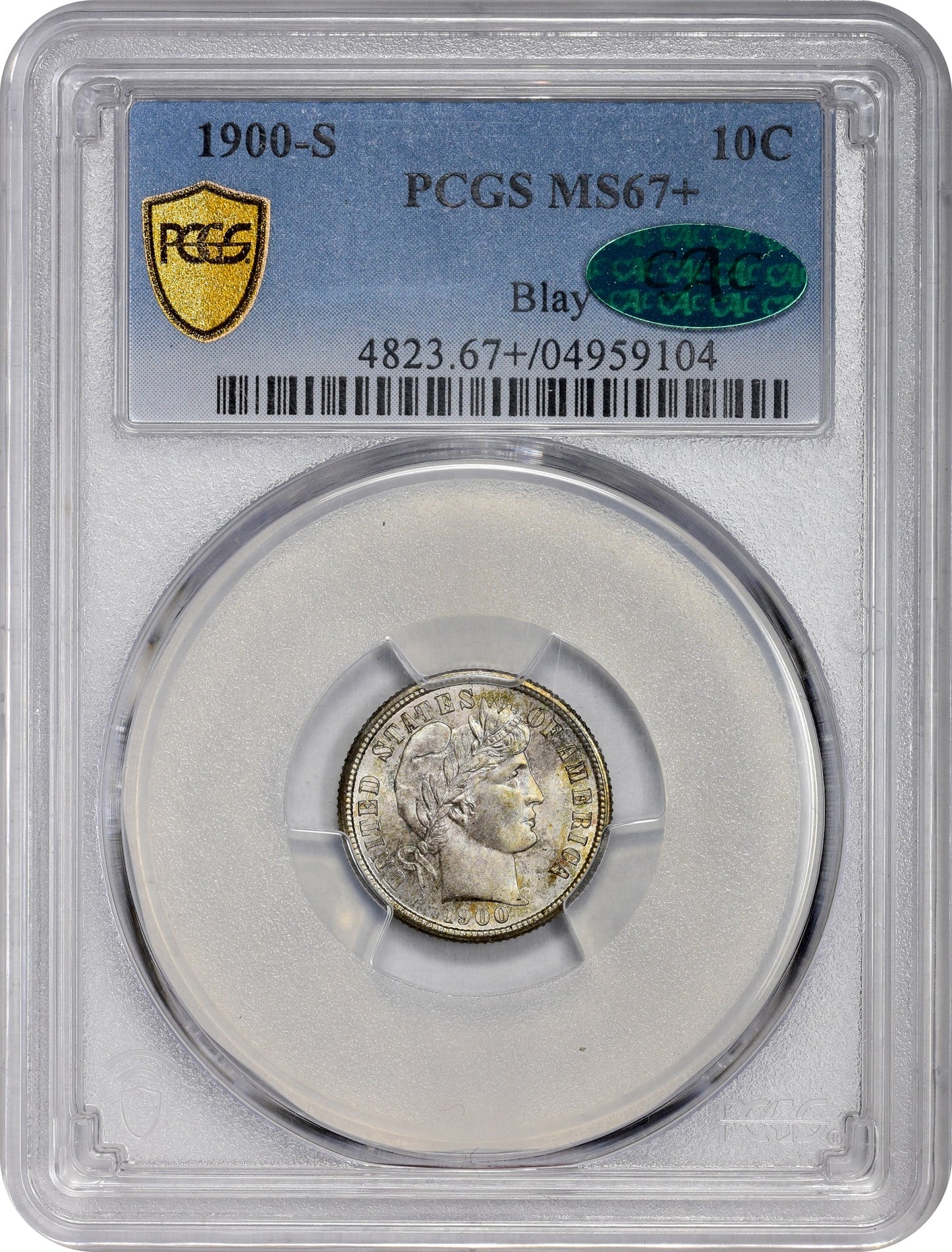 1900-S 10C MS67 + PCGS CAC EX BLAY