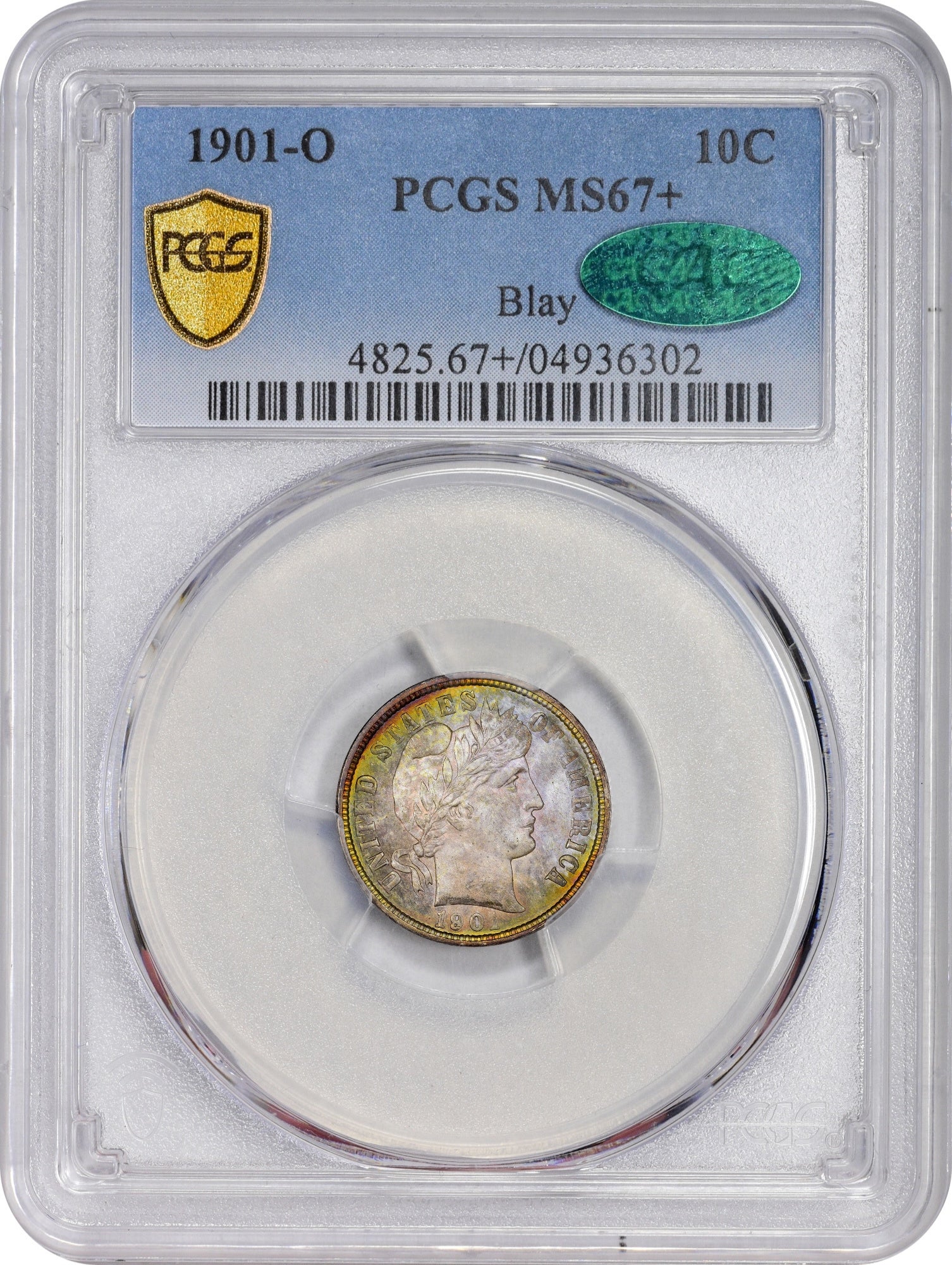 1901-O 10C MS67+ PCGS CAC EX BLAY