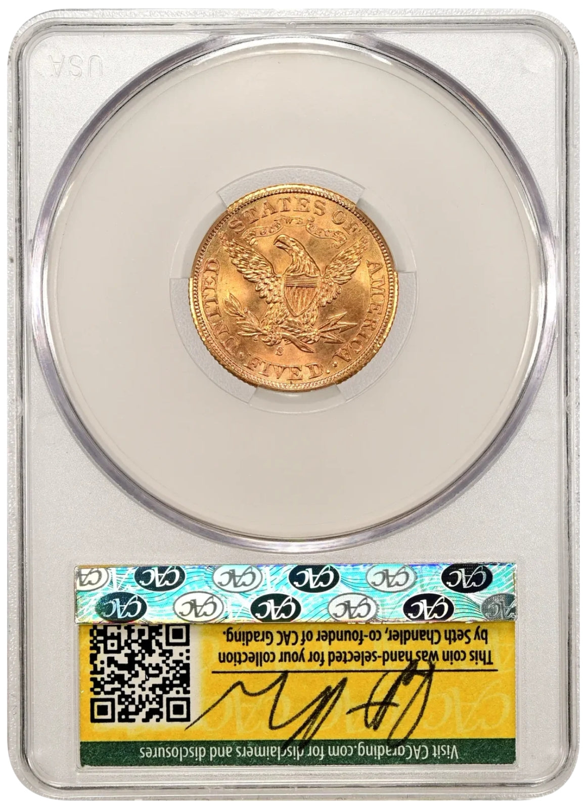 1901-S $5 MS65 CACG REVERSE HOLDER