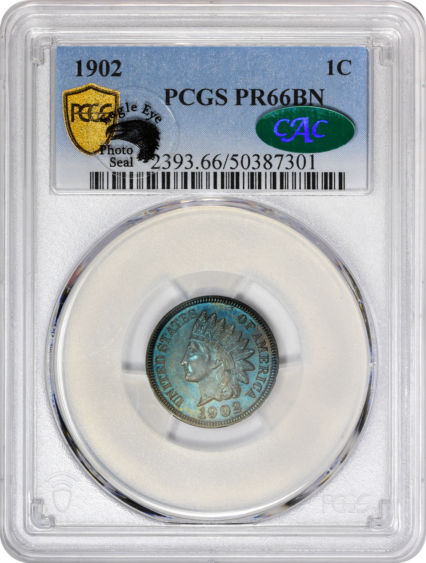 1902 1C PR66 BN PCGS CAC EEPS HOLDER WITH CAC STICKER