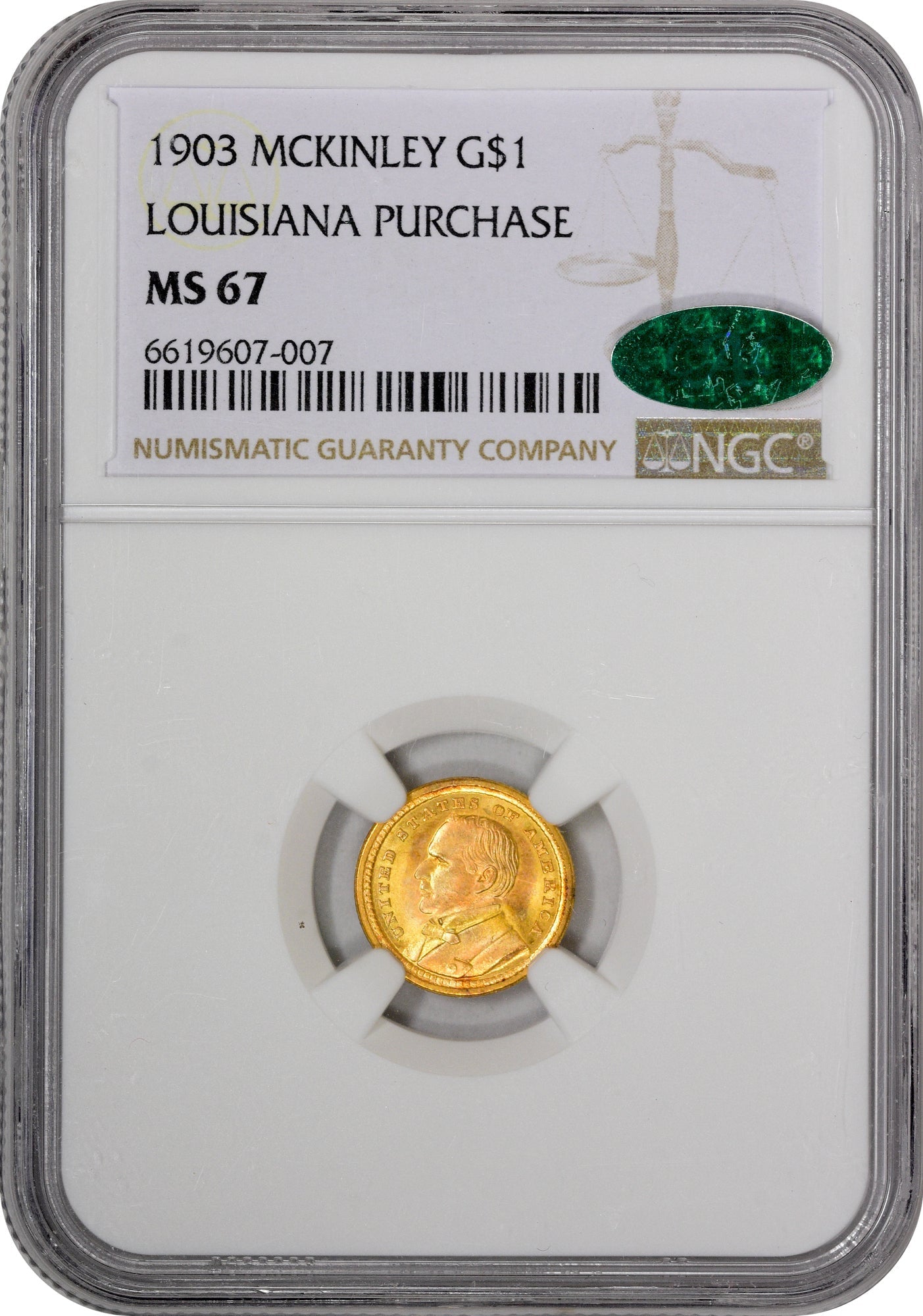 1903 G$1 Mckinley Louisiana Purchase Ms67 Ngc Cac Others
