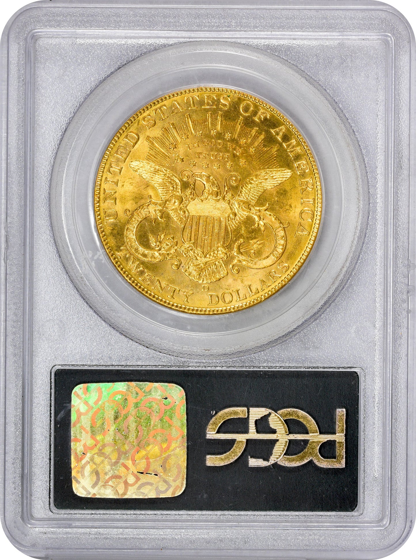1907-D $20 MS62 OGH PCGS GOLD CAC HOLDER