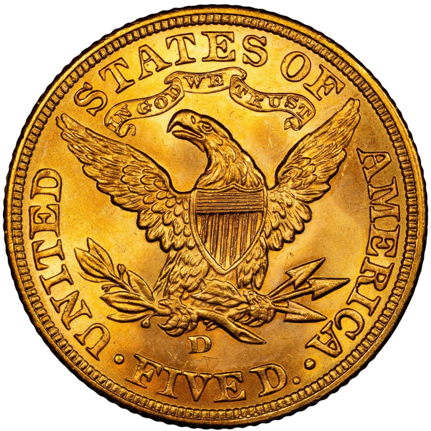 1907-D $5 MS66+ CACG REVERSE