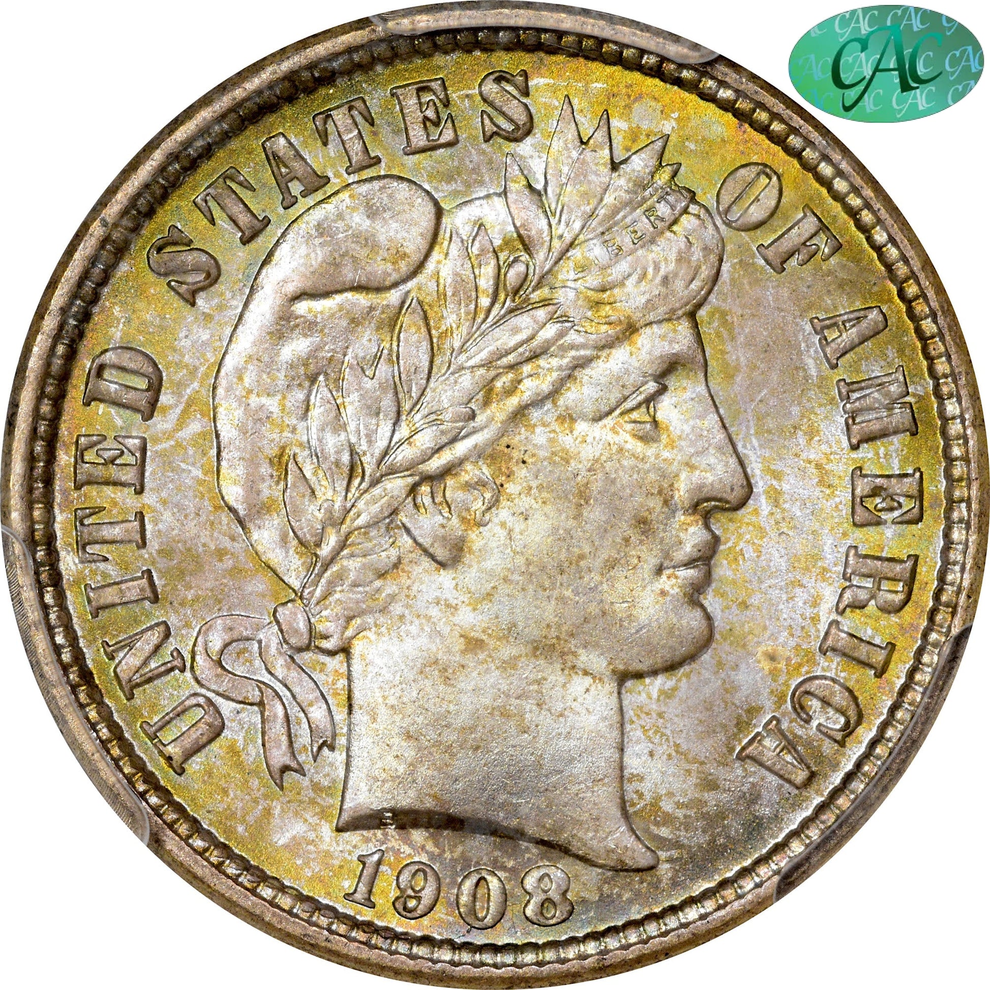 1908-D 10C MS67 PCGS CAC EX BLAY 10C