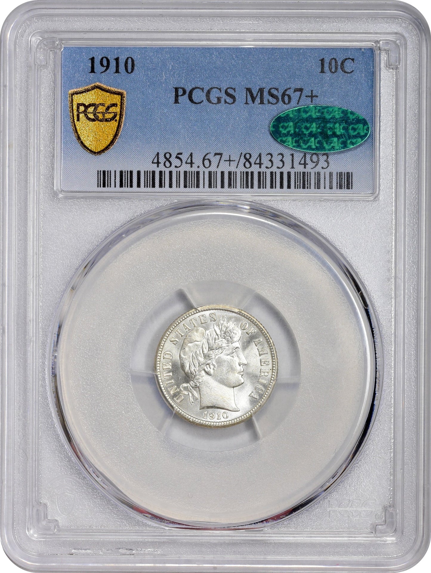 1910 10C MS67 + PCGS CAC 10C