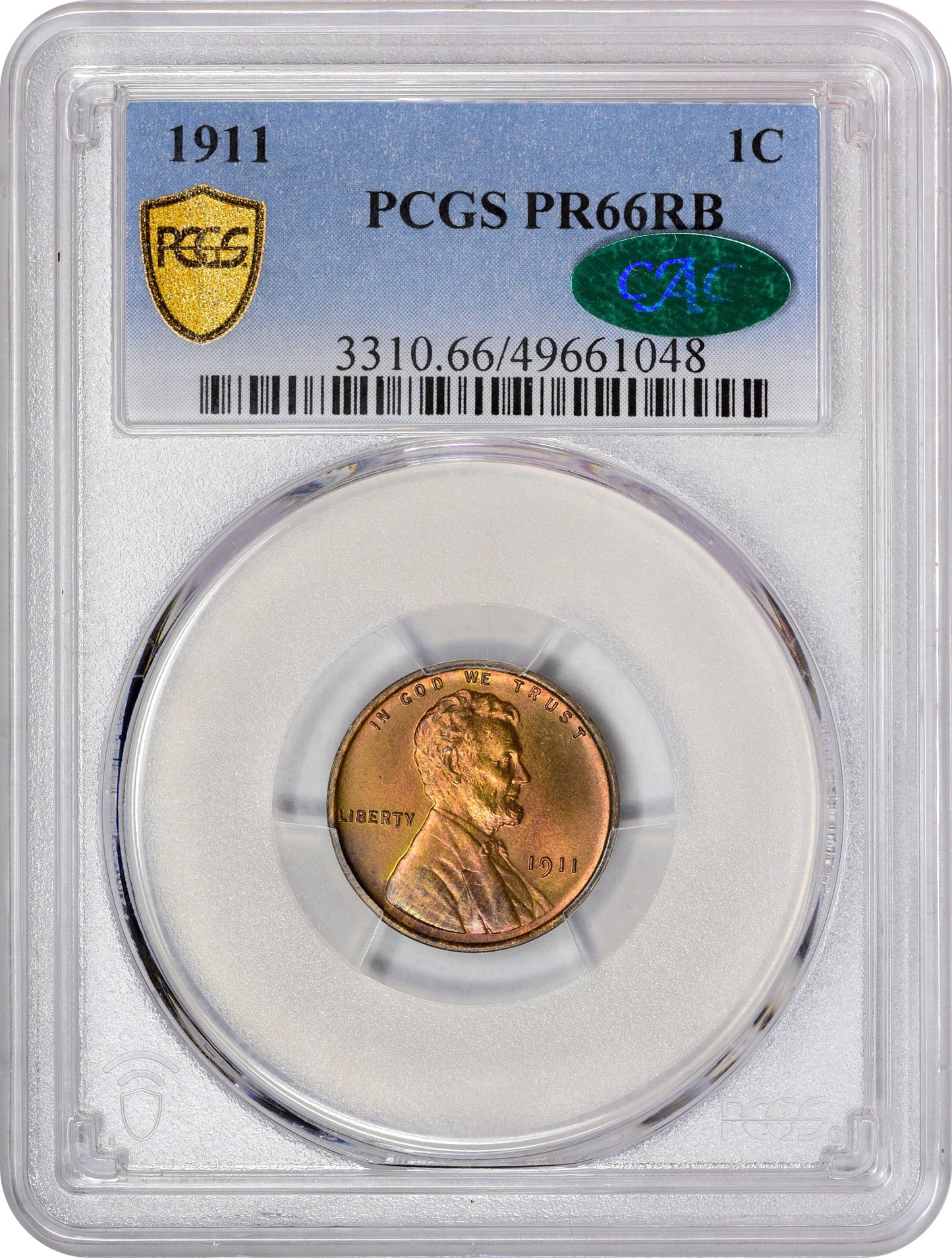 1911 1C Pr66 Rb Pcgs Cac