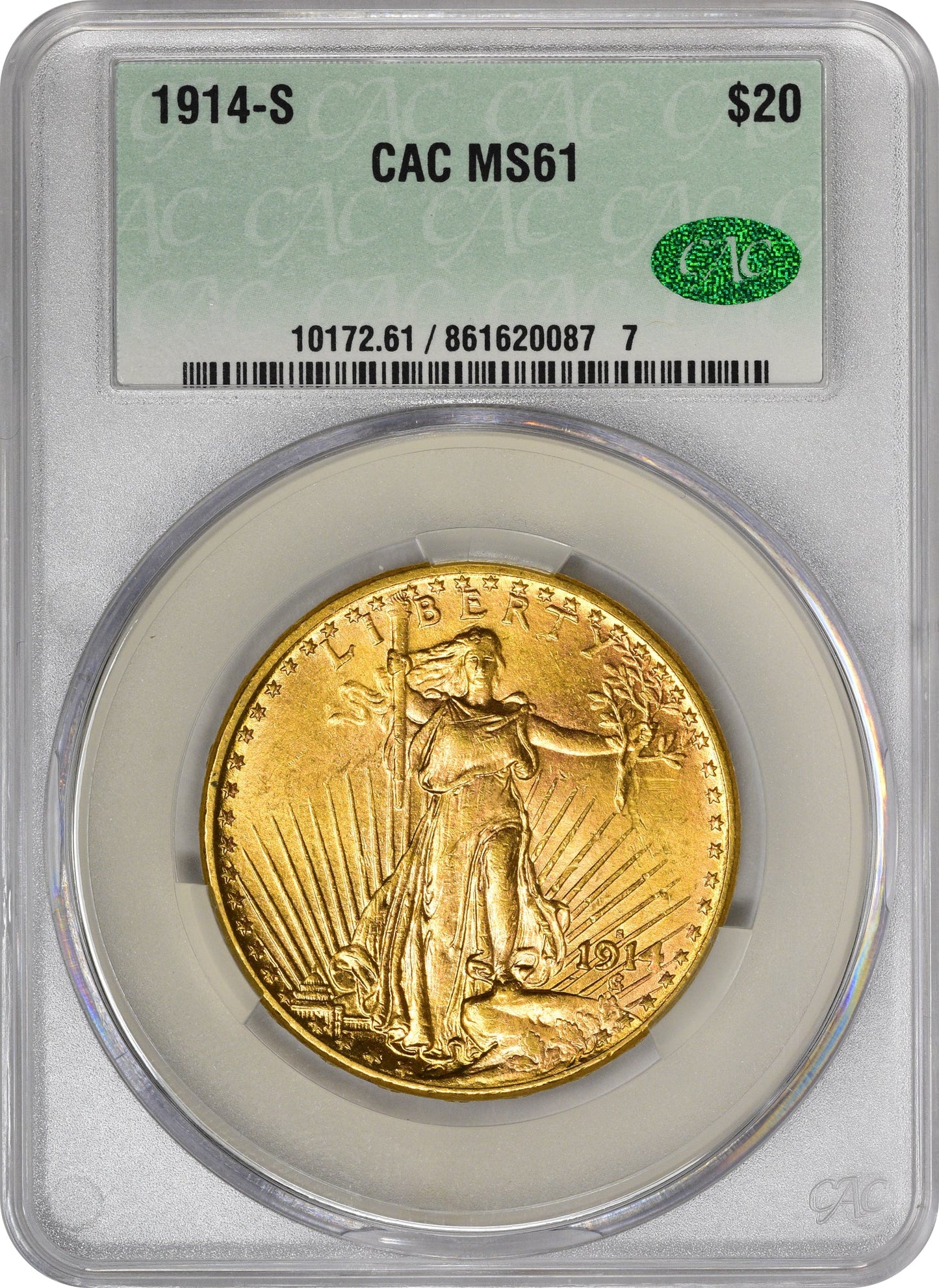 1914-S $20 MS61 CACG HOLDER