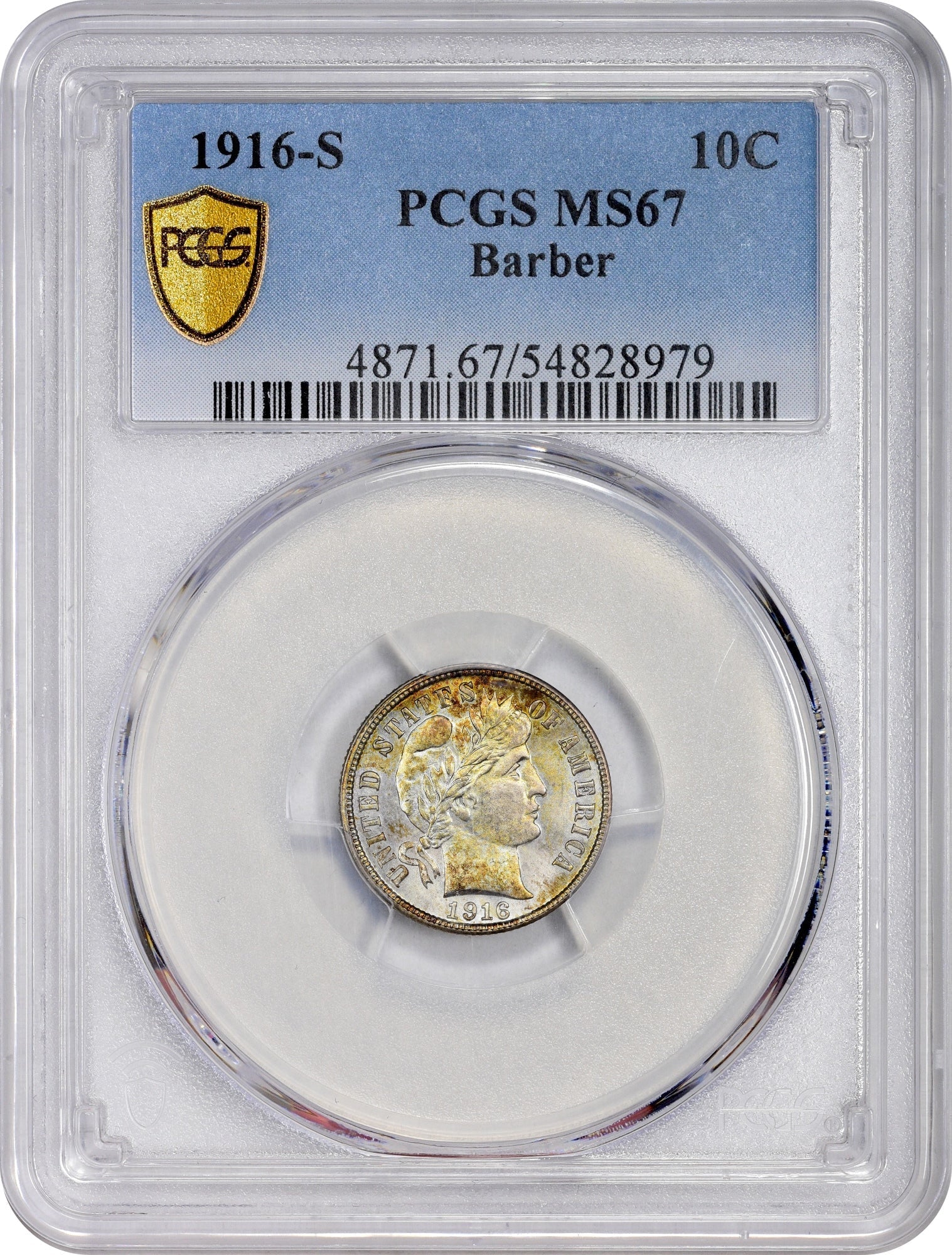 1916-S 10C BARBER MS67 PCGS 10C