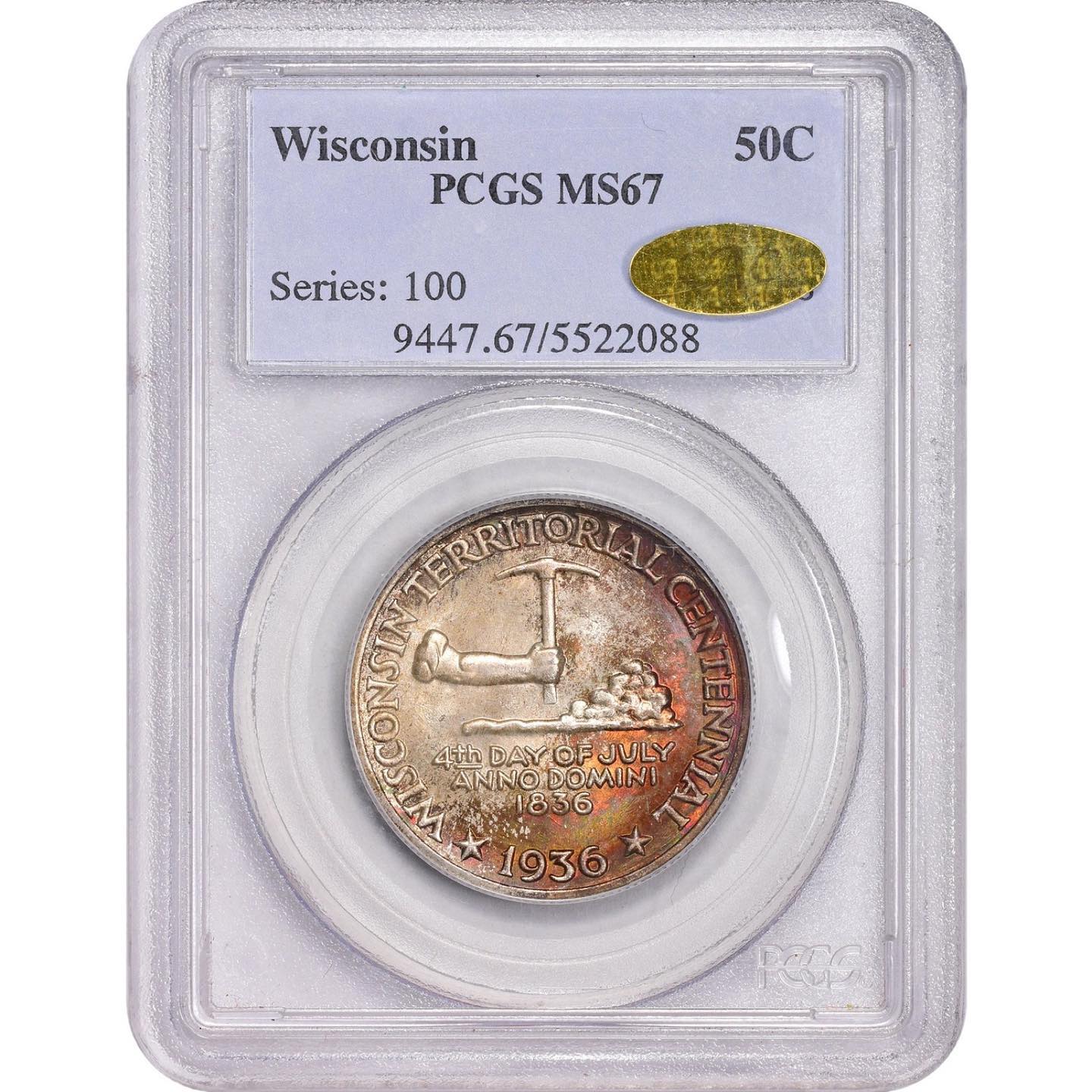 1936 WISCONSIN 50C MS67 PCGS GOLD CAC - Paradime Coins | PCGS NGC CACG CAC Rare US Numismatic Coins For Sale