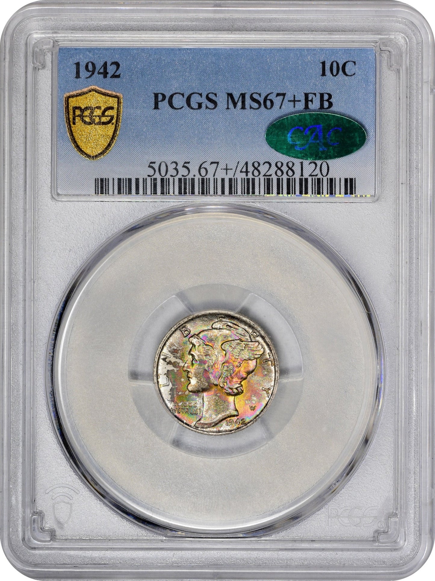 1942 10C MS67 + FB PCGS CAC 10C