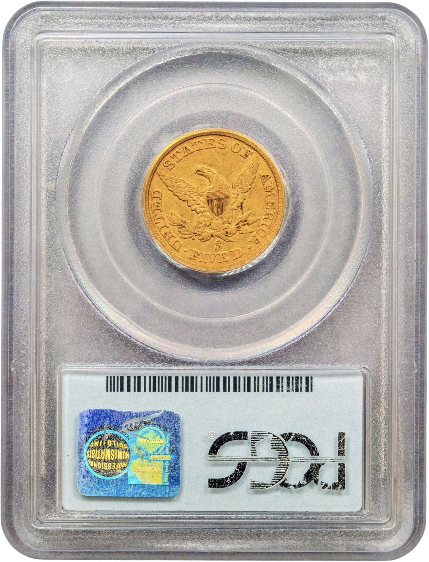 1866-S $5 NO MOTTO VF30 PCGS CAC