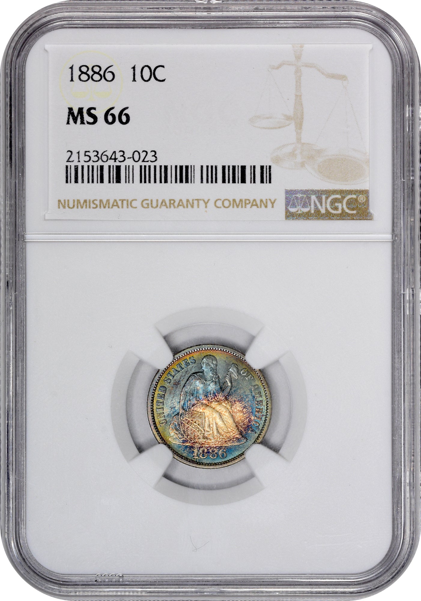 1886 10C MS66 NGC