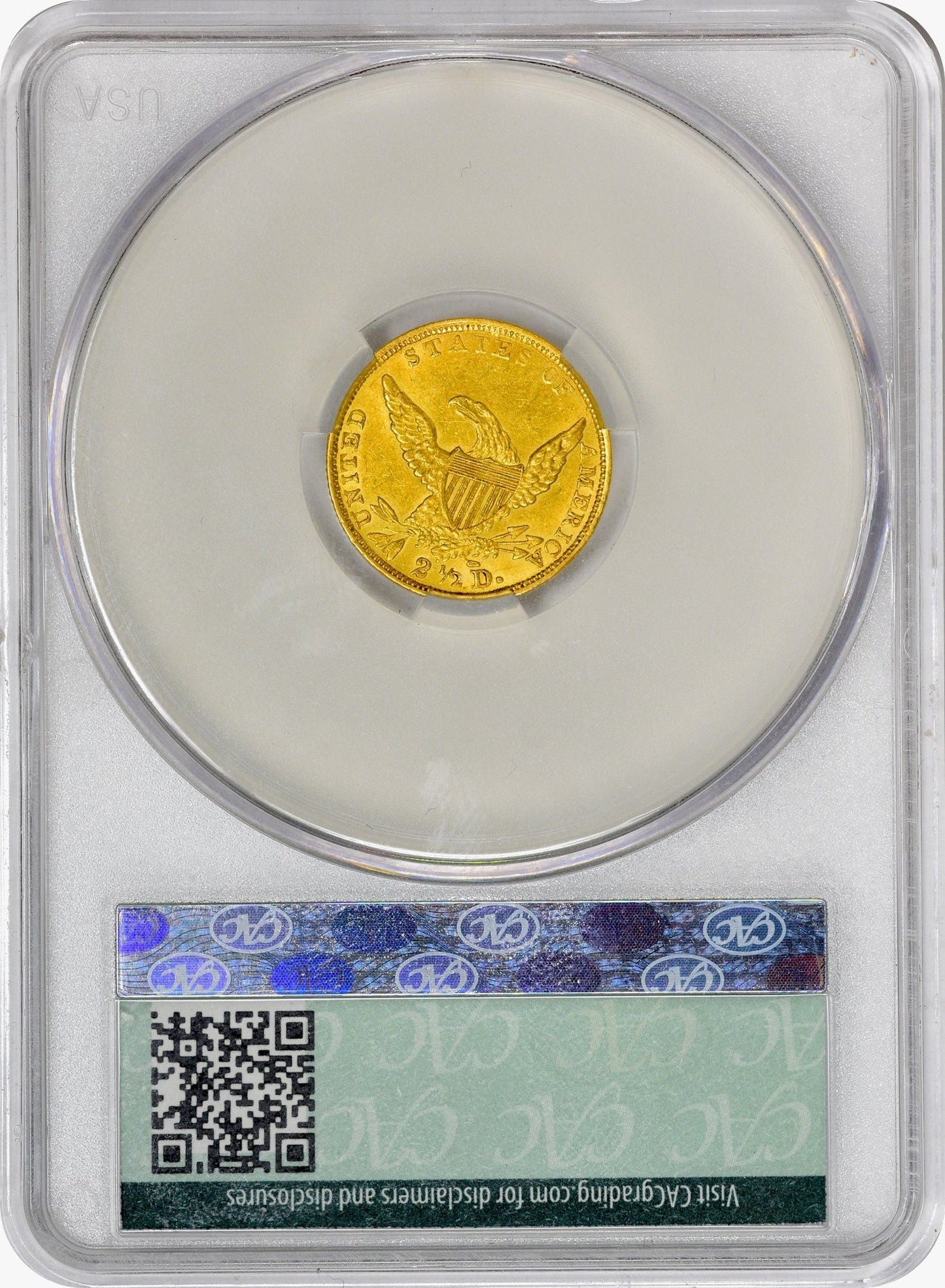 1836 $2.5 Block 8 Ms62 Cacg