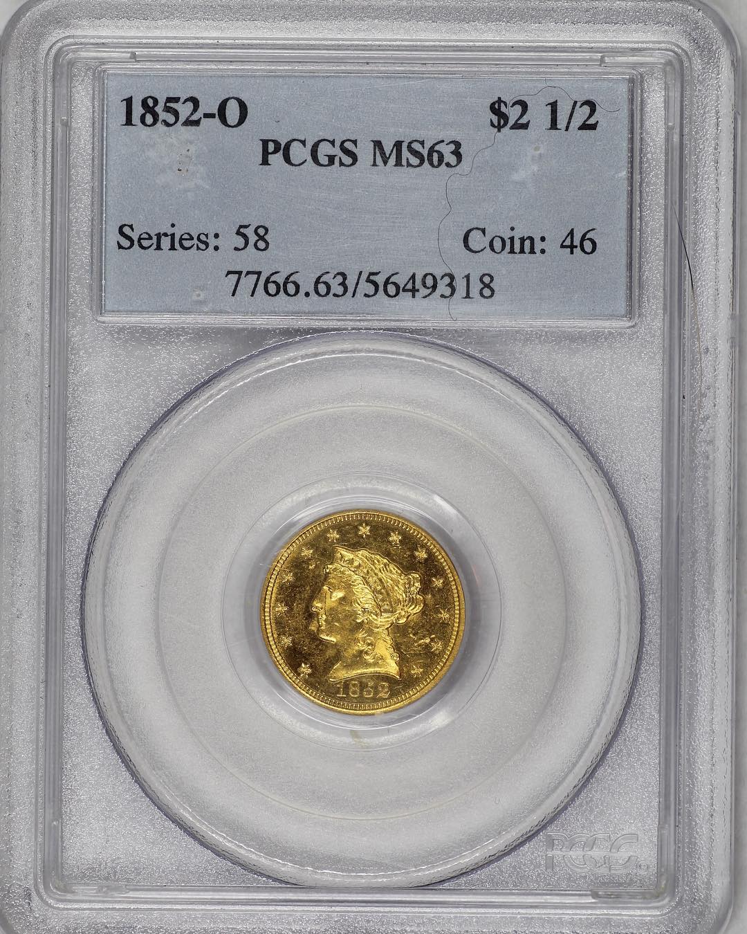 1852-O $2.5 PCGS MS63 - Paradime Coins | PCGS NGC CACG CAC Rare US Numismatic Coins For Sale
