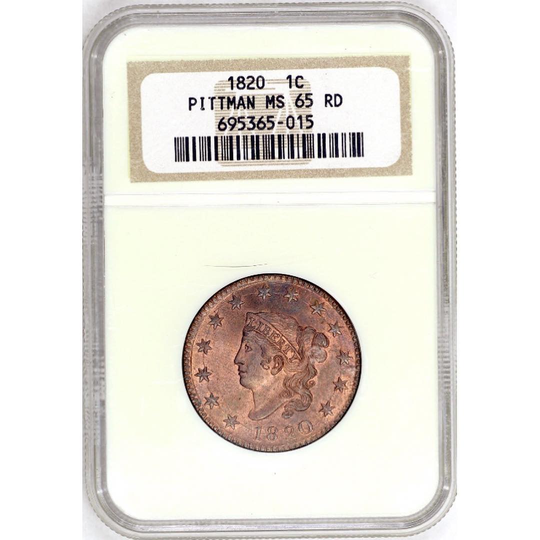 1820 1C MS65 RD NGC PITTMAN