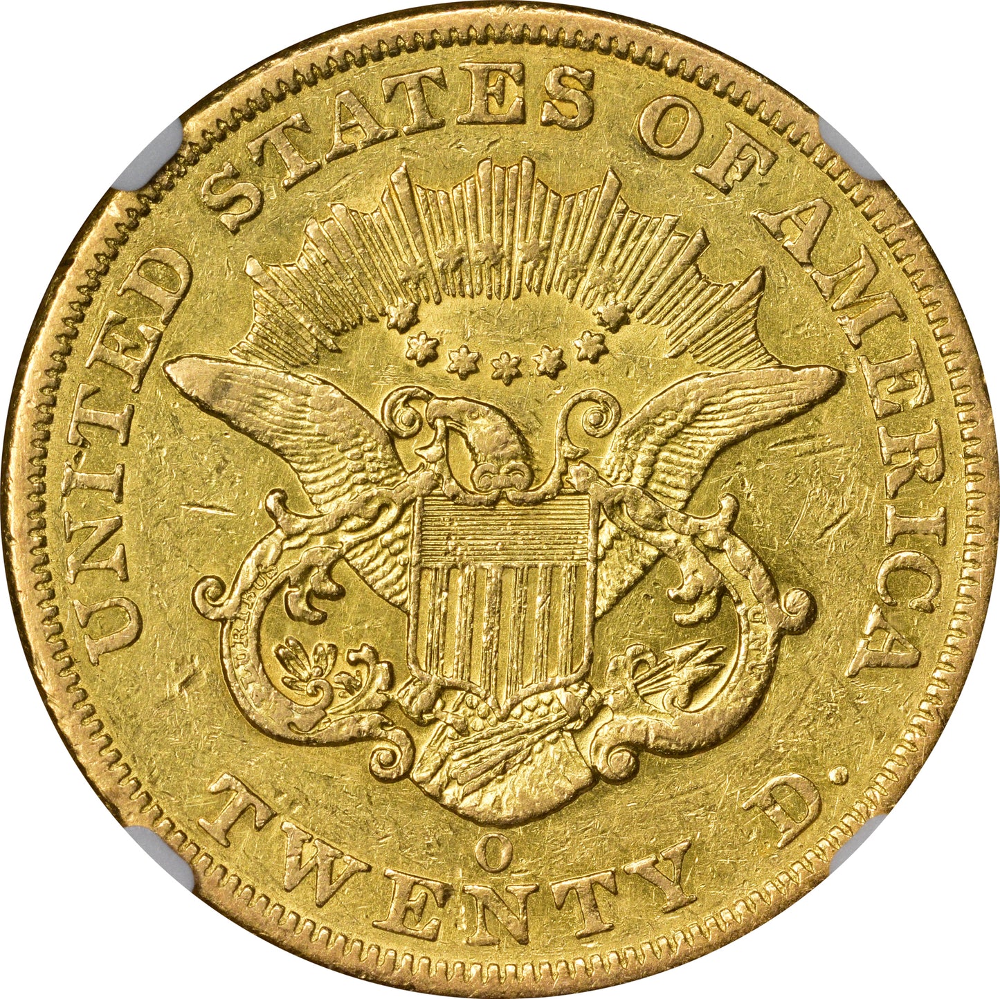1851-O $20 AU50 NGC