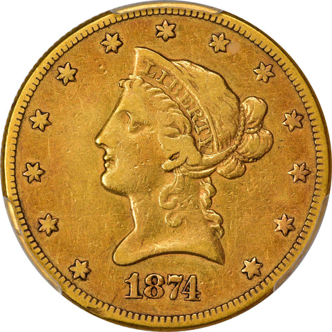 1874-CC $10 VF25 PCGS
