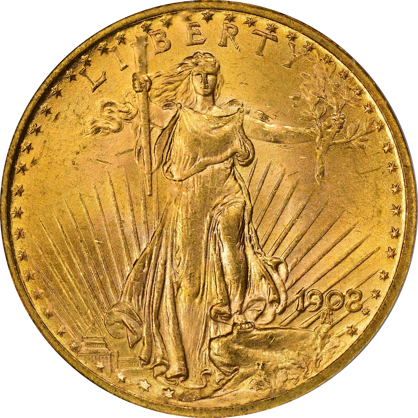 1908 $20 NO MOTTO MS64 OGH PCGS CAC