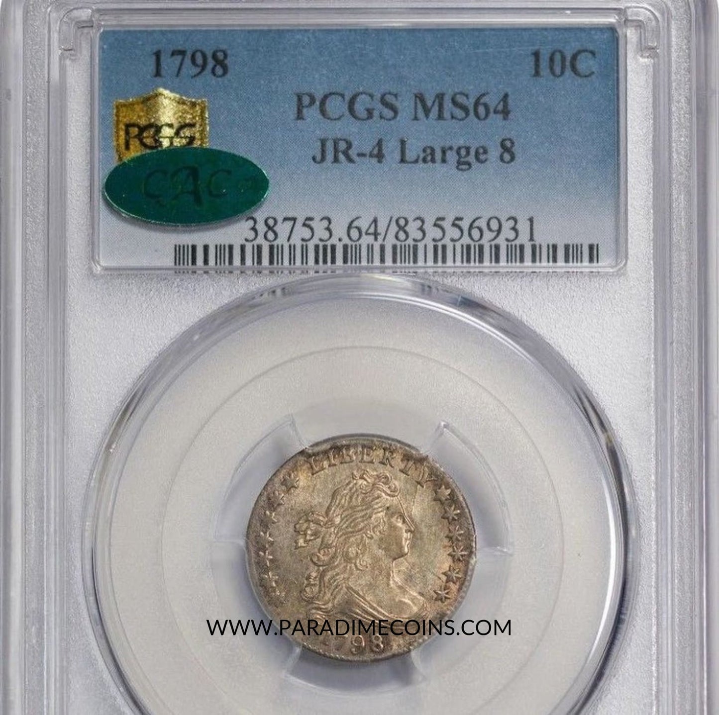 1798 LARGE 10C MS64 PCGS CAC - Paradime Coins | PCGS NGC CACG CAC Rare US Numismatic Coins For Sale