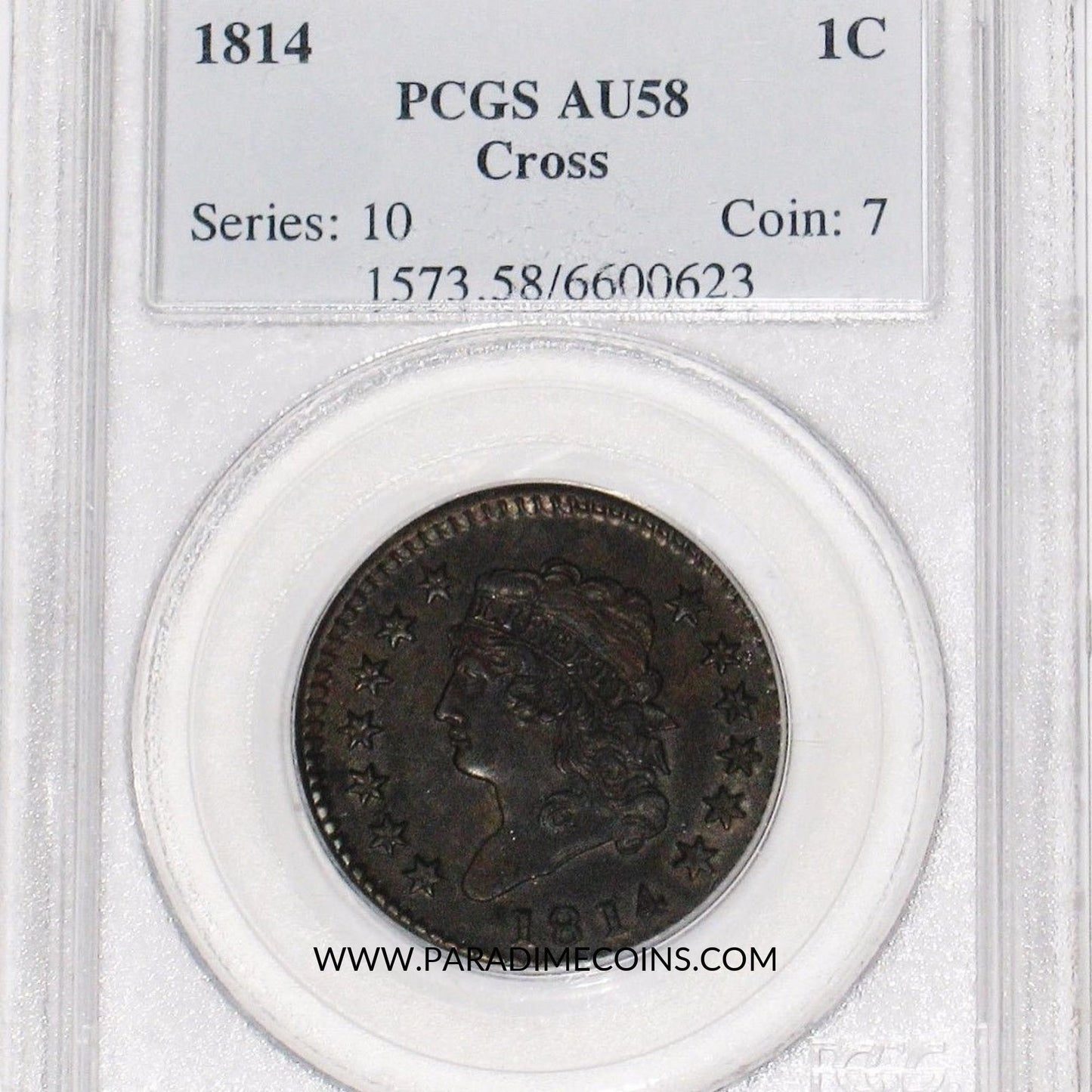 1814 1C AU58 CROSS PCGS - Paradime Coins | PCGS NGC CACG CAC Rare US Numismatic Coins For Sale