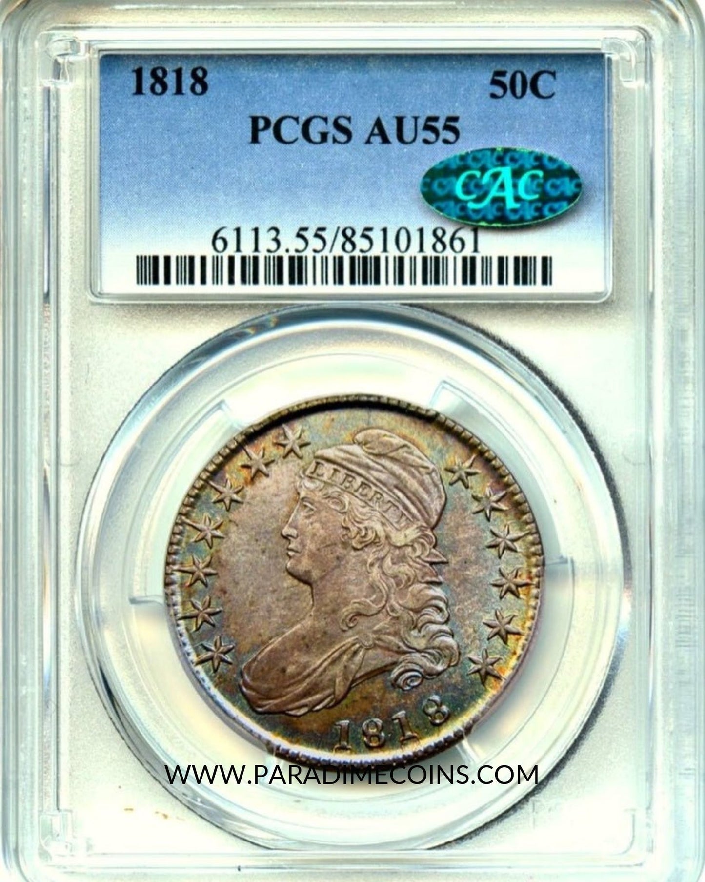 1818 50C AU55 PCGS CAC - Paradime Coins | PCGS NGC CACG CAC Rare US Numismatic Coins For Sale