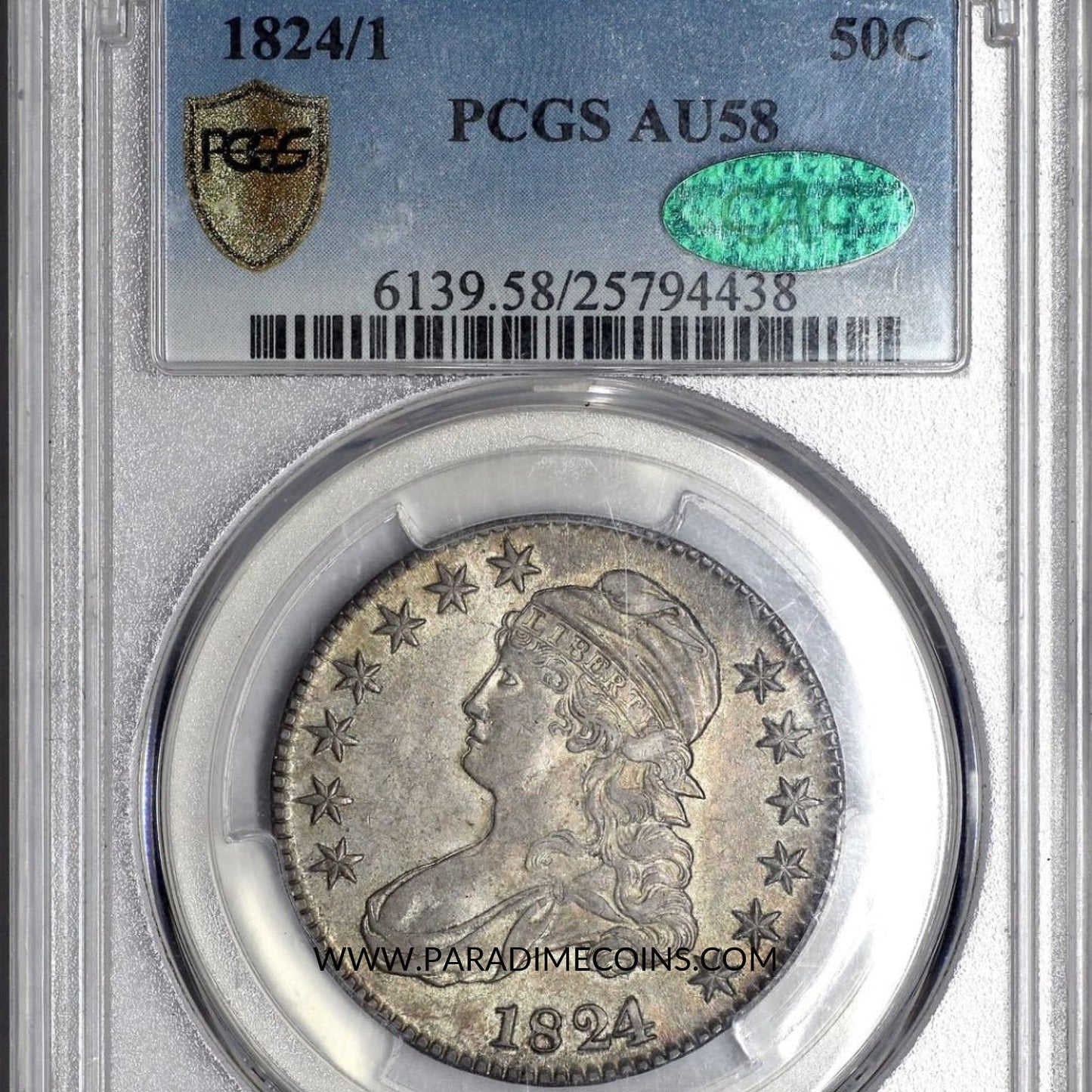 1824/1 50C AU58 PCGS CAC - Paradime Coins | PCGS NGC CACG CAC Rare US Numismatic Coins For Sale