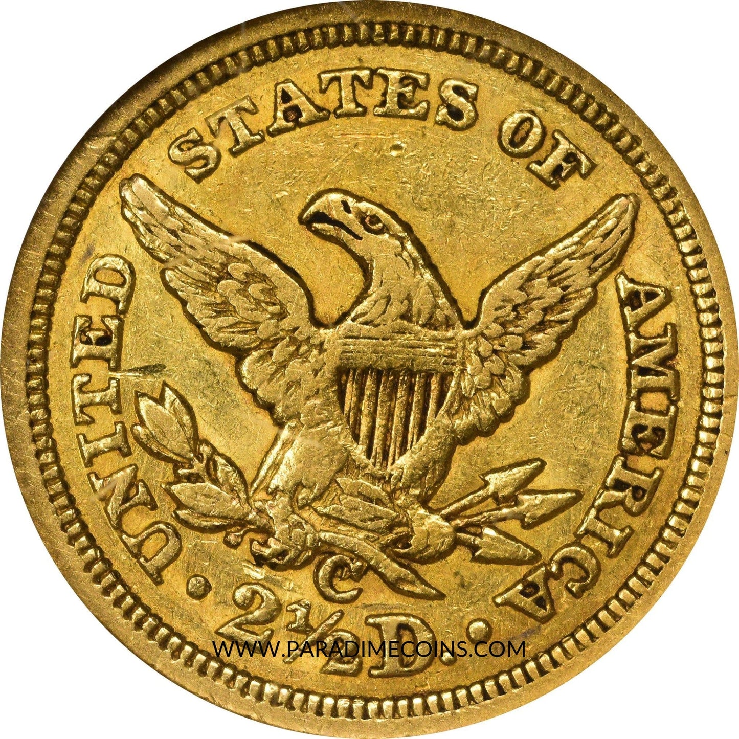 1843-C $2.5 LARGE AU50 NGC CAC - Paradime Coins | PCGS NGC CACG CAC Rare US Numismatic Coins For Sale
