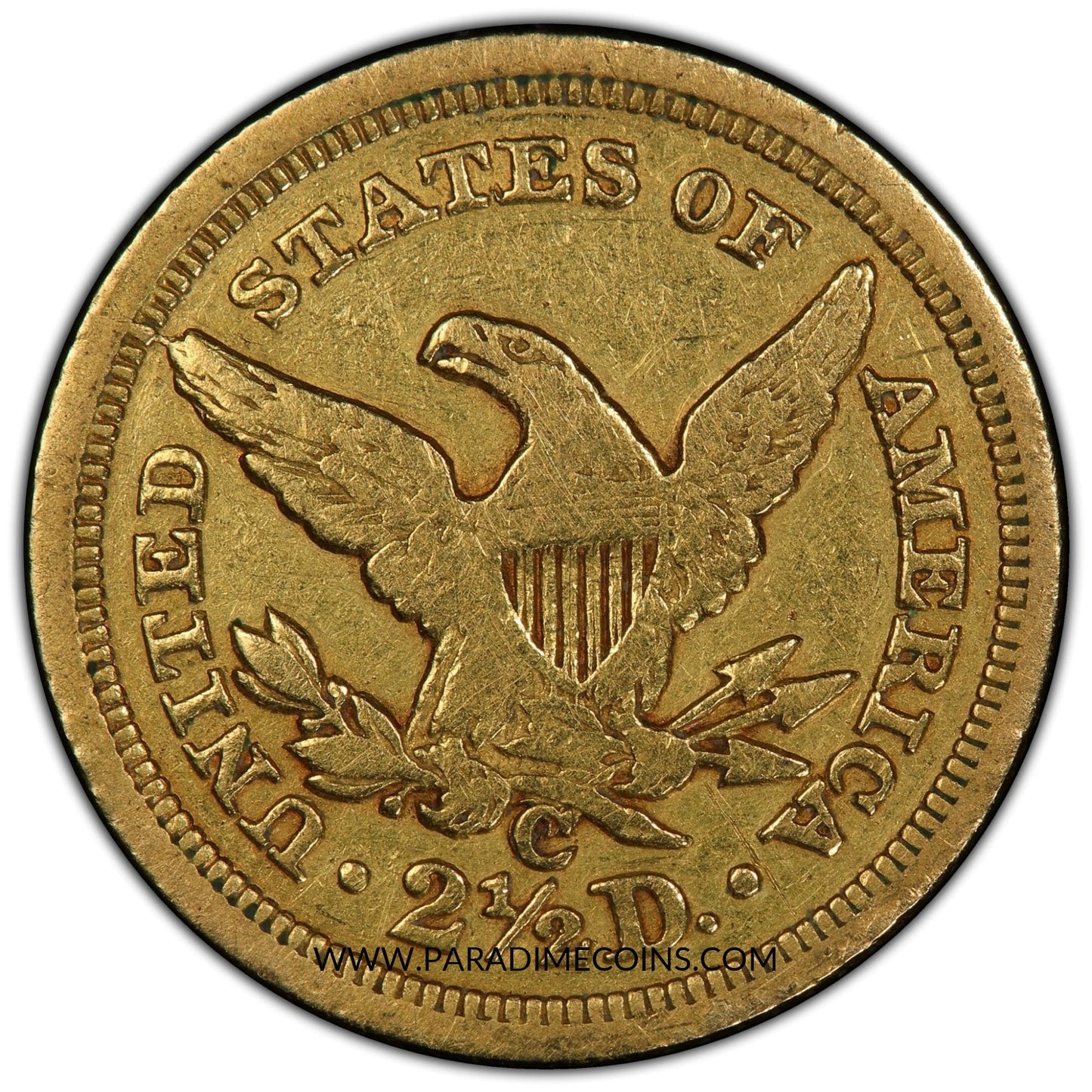 1843-C $2.5 VF25 Large Date PCGS - Paradime Coins | PCGS NGC CACG CAC Rare US Numismatic Coins For Sale