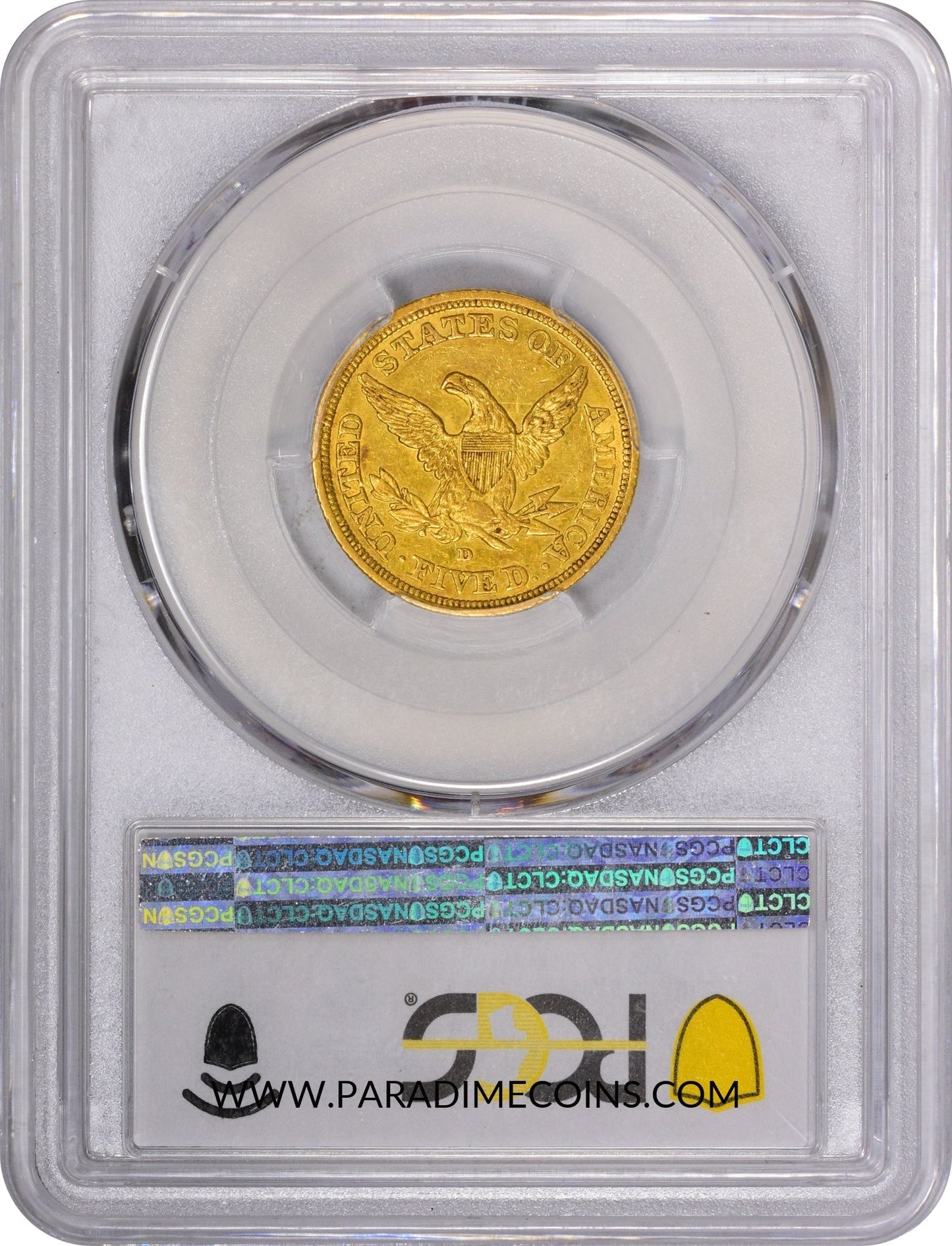 1843-D $5 SMALL D AU58 PCGS CAC - Paradime Coins | PCGS NGC CACG CAC Rare US Numismatic Coins For Sale