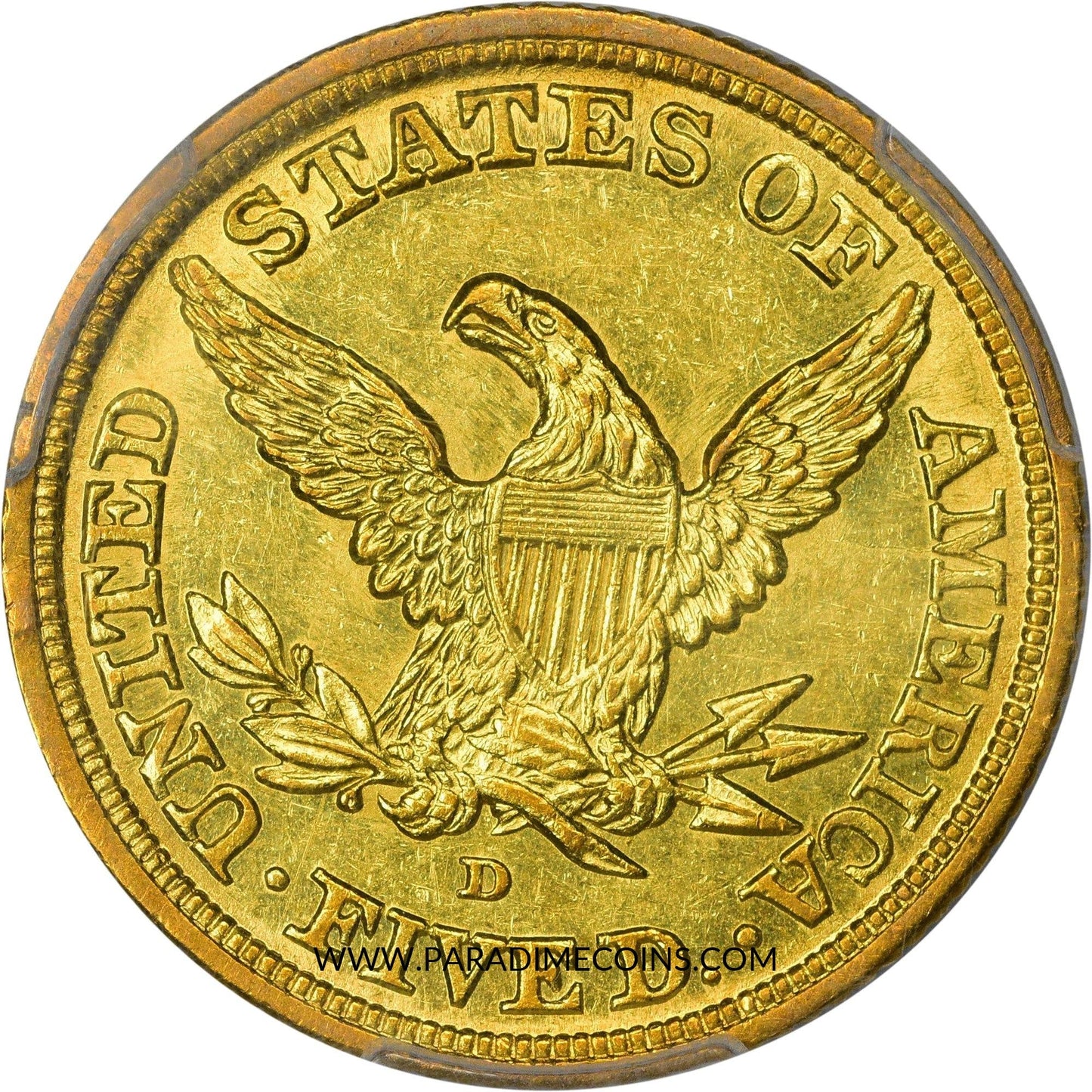 1843-D $5 SMALL D MS61 PCGS CAC - Paradime Coins | PCGS NGC CACG CAC Rare US Numismatic Coins For Sale