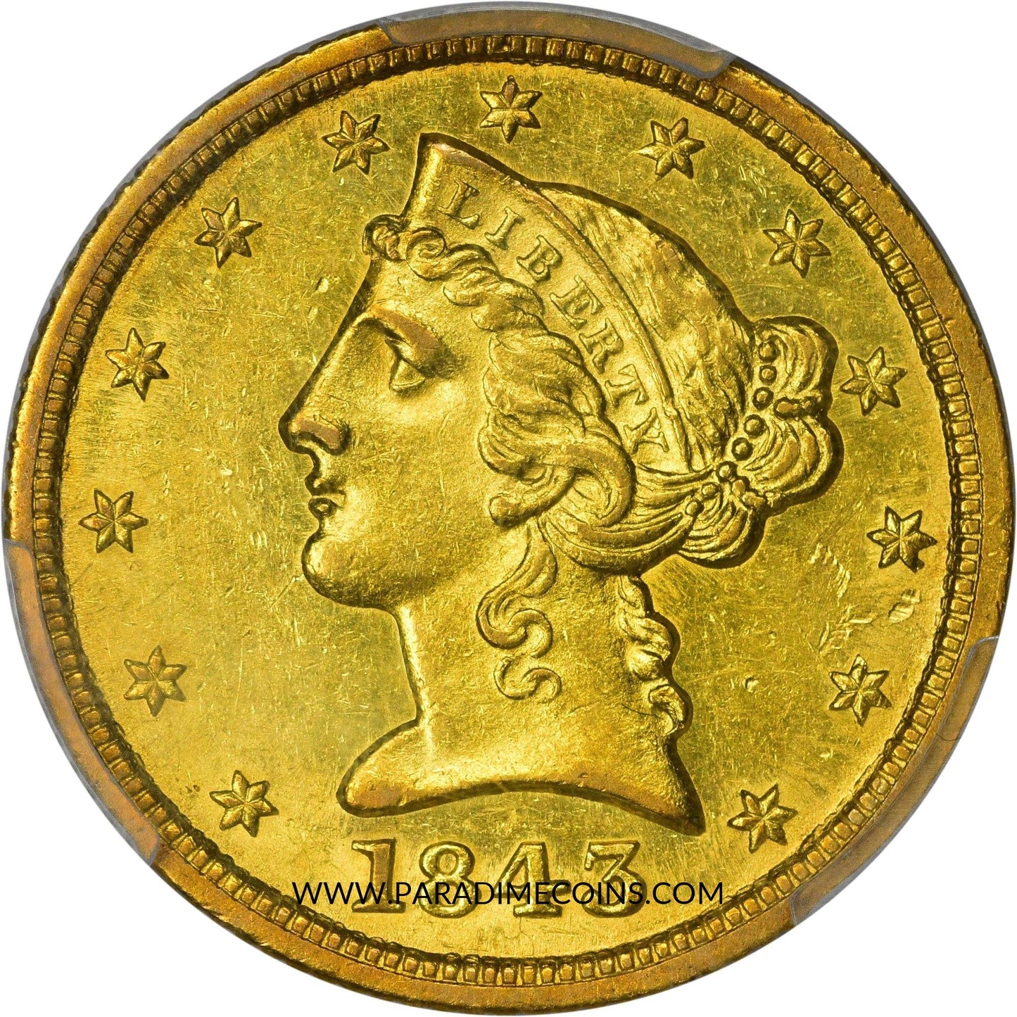 1843-D $5 SMALL D MS61 PCGS CAC - Paradime Coins | PCGS NGC CACG CAC Rare US Numismatic Coins For Sale