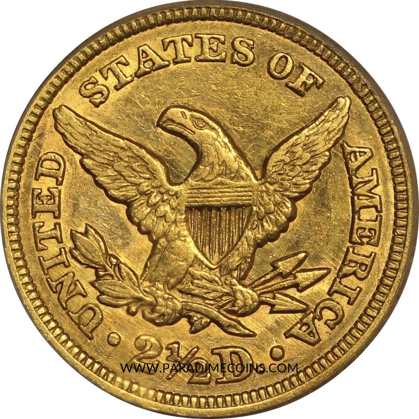 1848 $2.5 AU50 OGH PCGS CAC - Paradime Coins | PCGS NGC CACG CAC Rare US Numismatic Coins For Sale