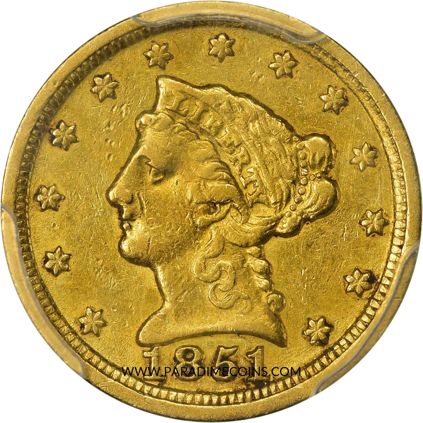 1851-D $2.5 VF35 PCGS - Paradime Coins | PCGS NGC CACG CAC Rare US Numismatic Coins For Sale