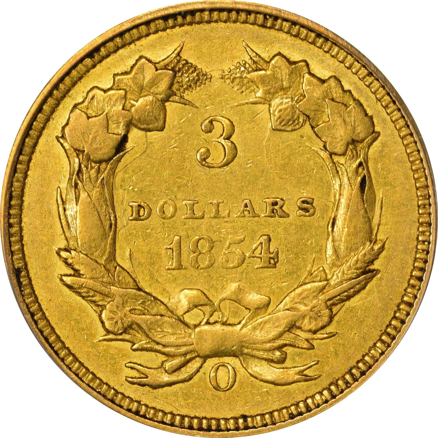 1854-O $3 AU50 PCGS CAC - Paradime Coins | PCGS NGC CACG CAC Rare US Numismatic Coins For Sale
