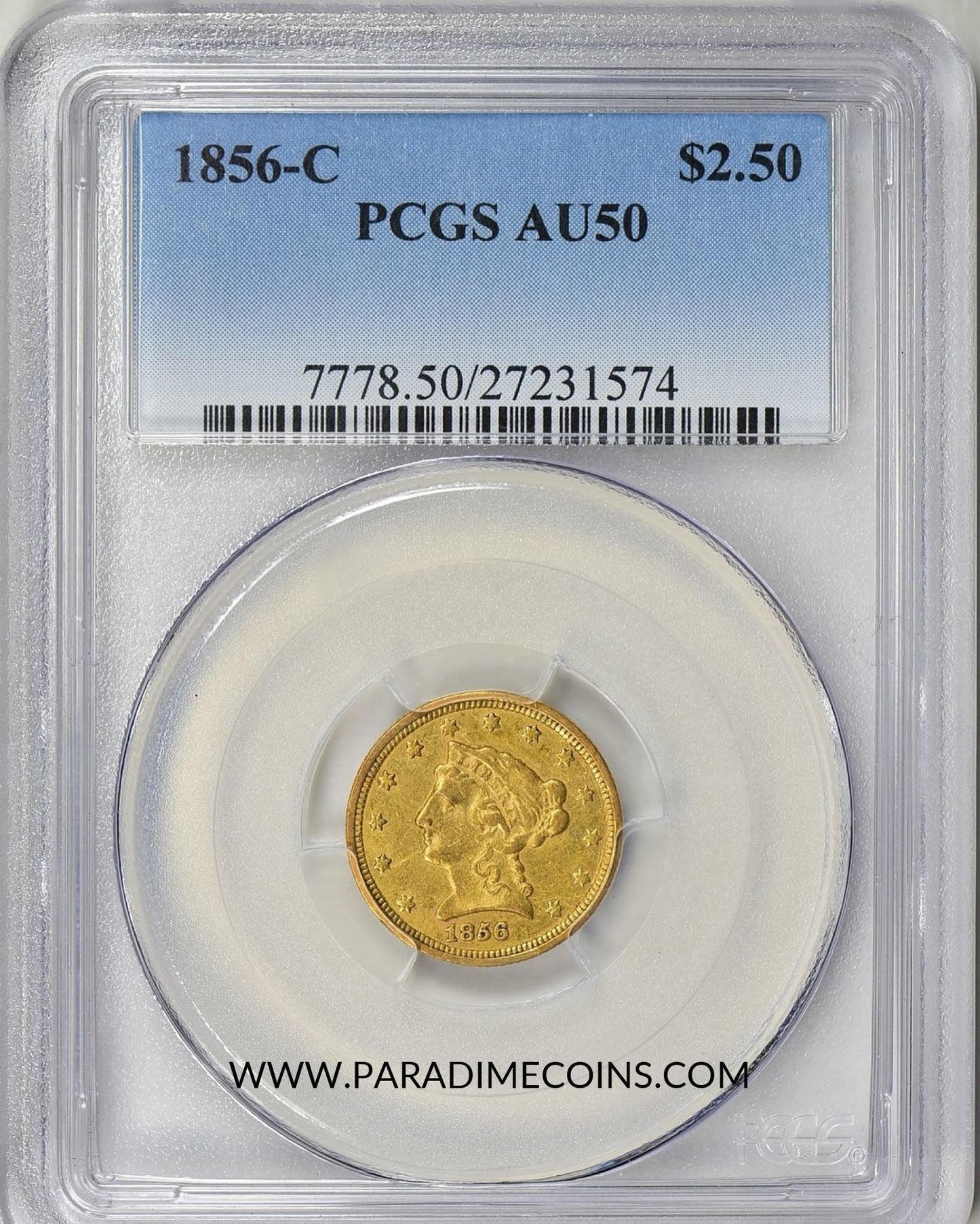 1856-C $2.5 AU50 PCGS - Paradime Coins | PCGS NGC CACG CAC Rare US Numismatic Coins For Sale