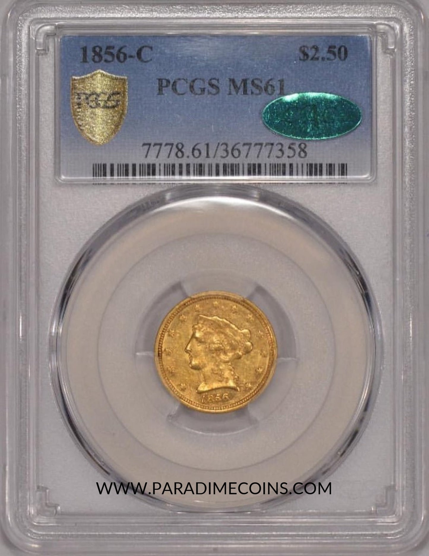 1856-C $2.5 MS61 PCGS CAC - Paradime Coins | PCGS NGC CACG CAC Rare US Numismatic Coins For Sale