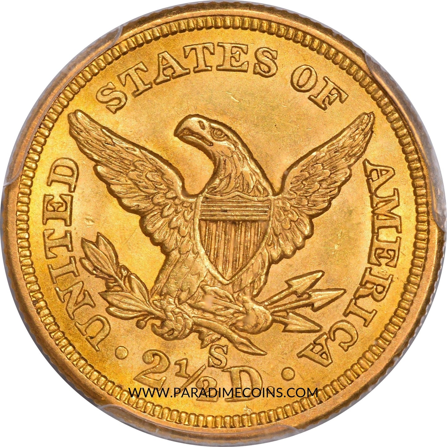 1856-S $2.5 MS63 PCGS CAC - Paradime Coins | PCGS NGC CACG CAC Rare US Numismatic Coins For Sale