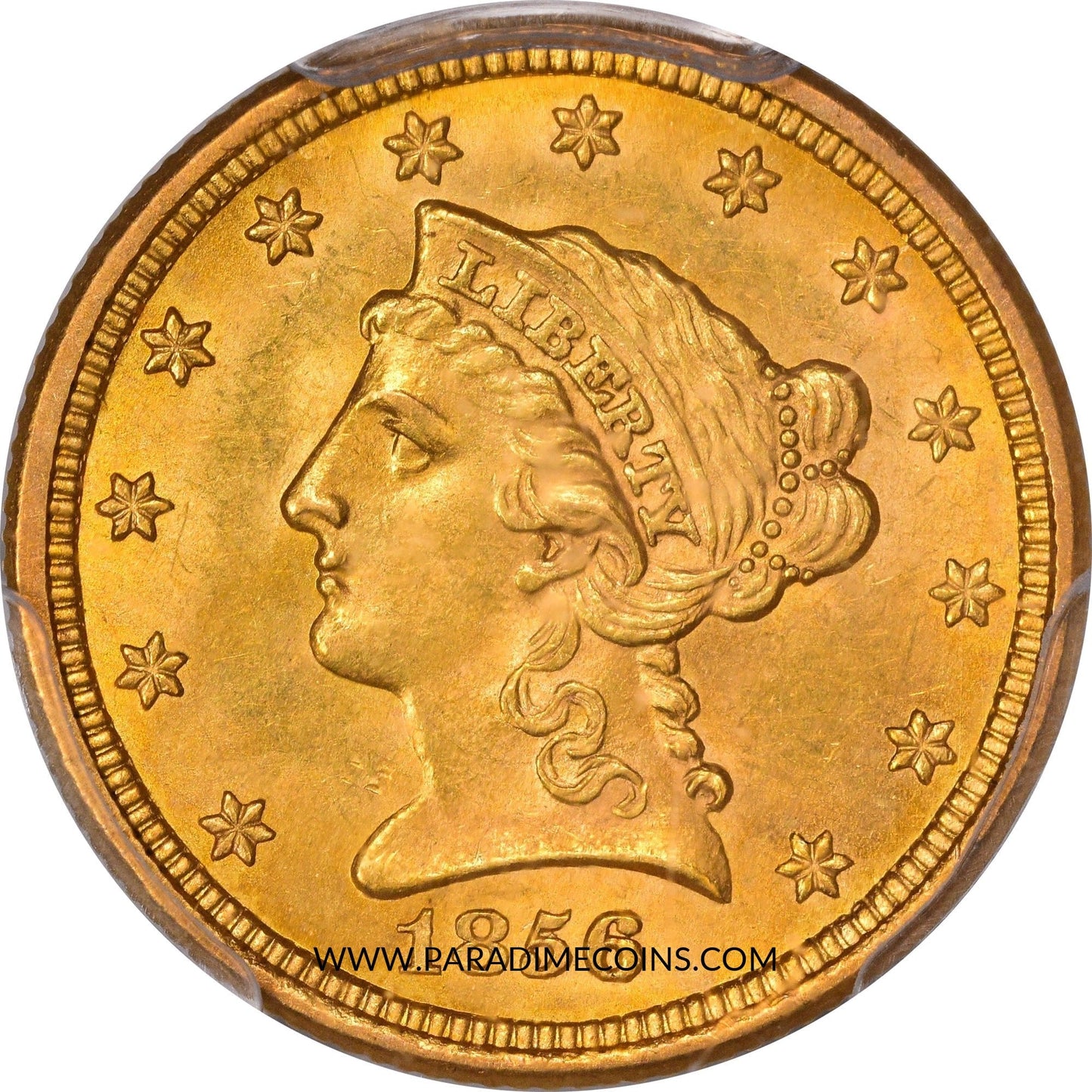 1856-S $2.5 MS63 PCGS CAC - Paradime Coins | PCGS NGC CACG CAC Rare US Numismatic Coins For Sale
