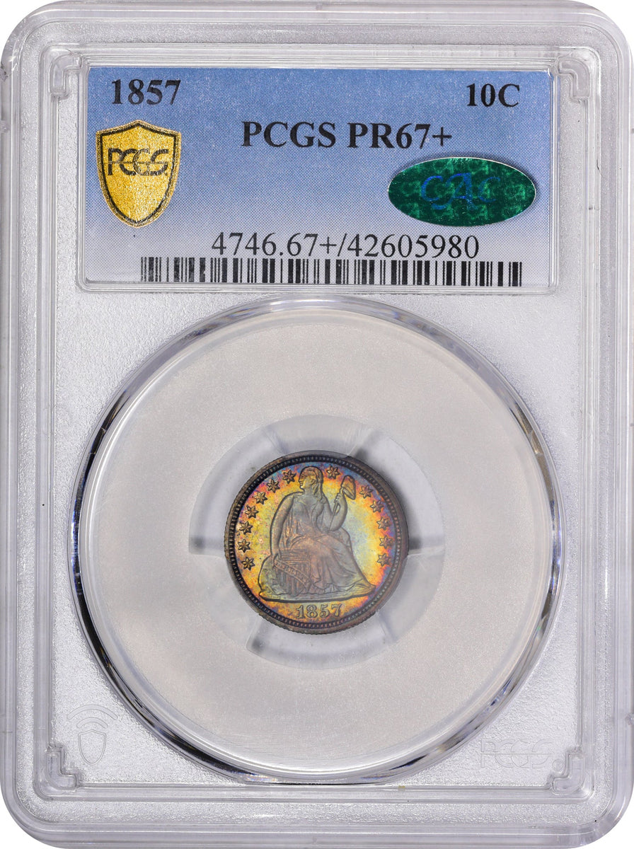 1857 10C PR67 PCGS CAC Paradime Coins US Certified Rare Coins