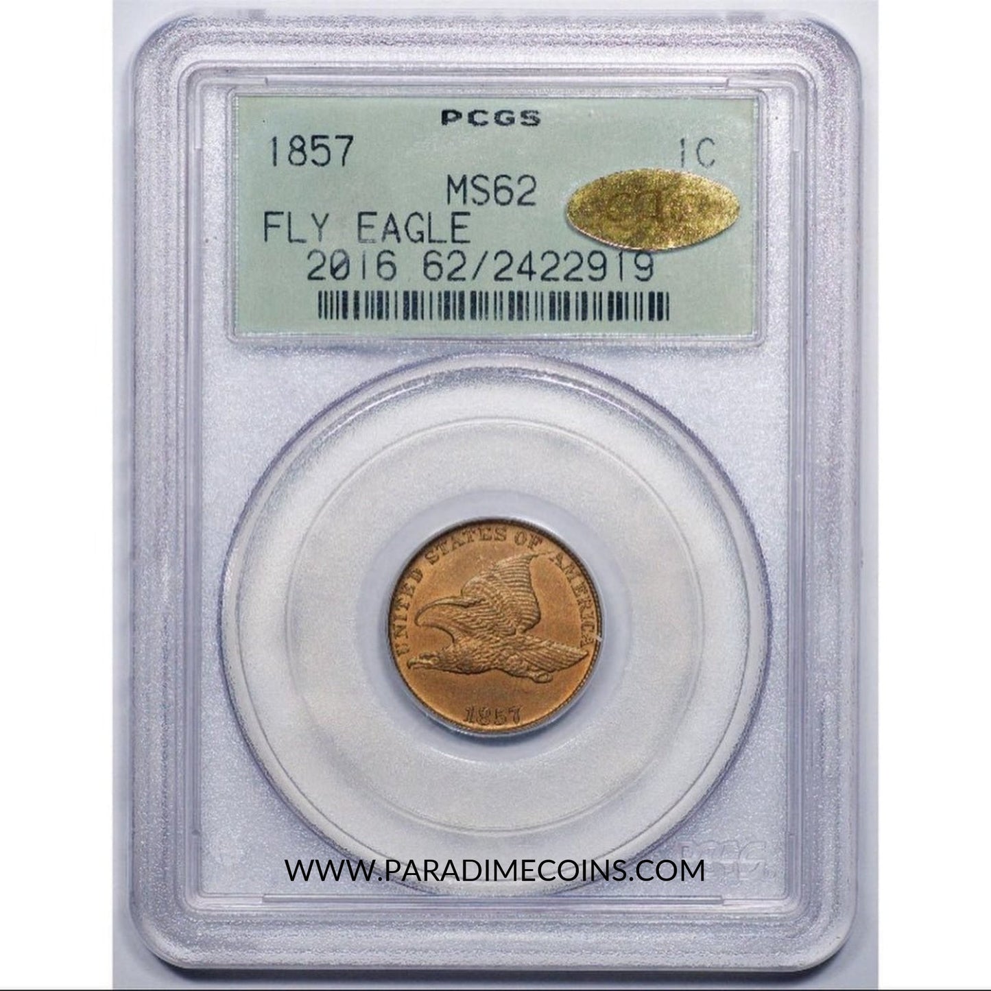 1857 1C MS62 OGH PCGS GOLD CAC - Paradime Coins | PCGS NGC CACG CAC Rare US Numismatic Coins For Sale