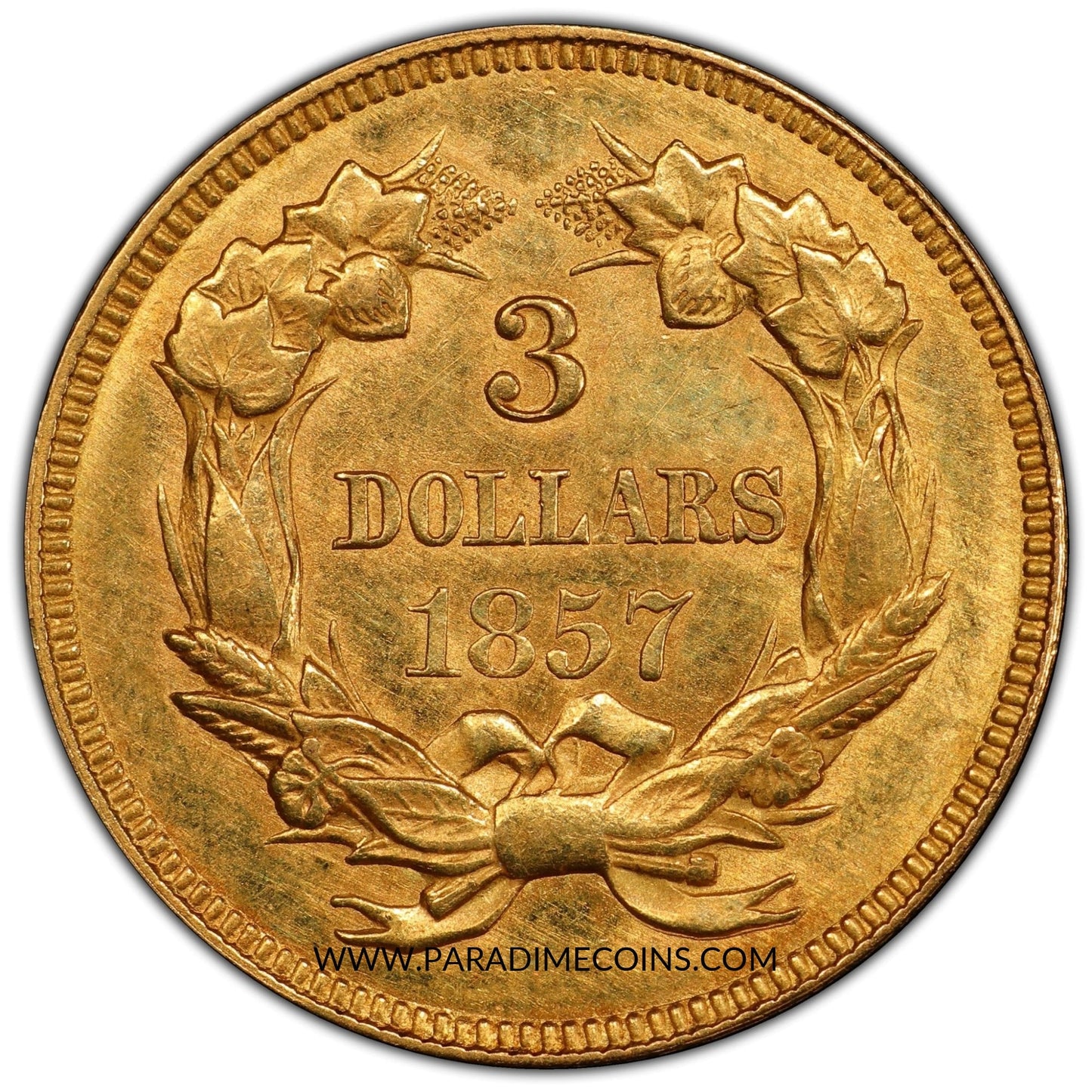 1857 $3 MS62 PCGS - Paradime Coins | PCGS NGC CACG CAC Rare US Numismatic Coins For Sale